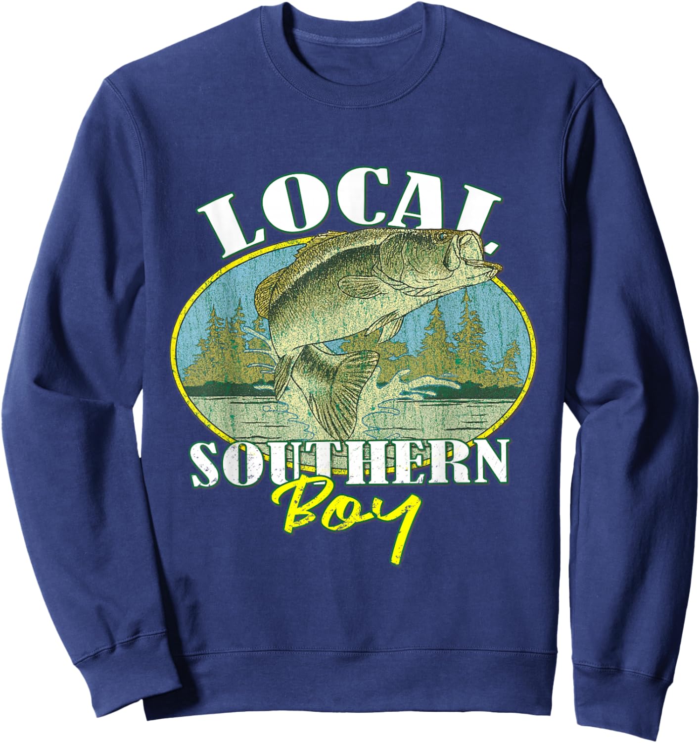 Local Southern Boy Fishing Retro Southern Outdoors Sweatshirt - Sweatshirt | Navy