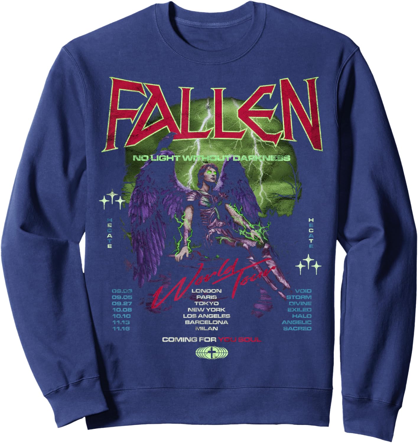 Fallen Angel Vintage Streetwear Urban Hip Hop Metal Rock Y2K Sweatshirt - Sweatshirt | Navy