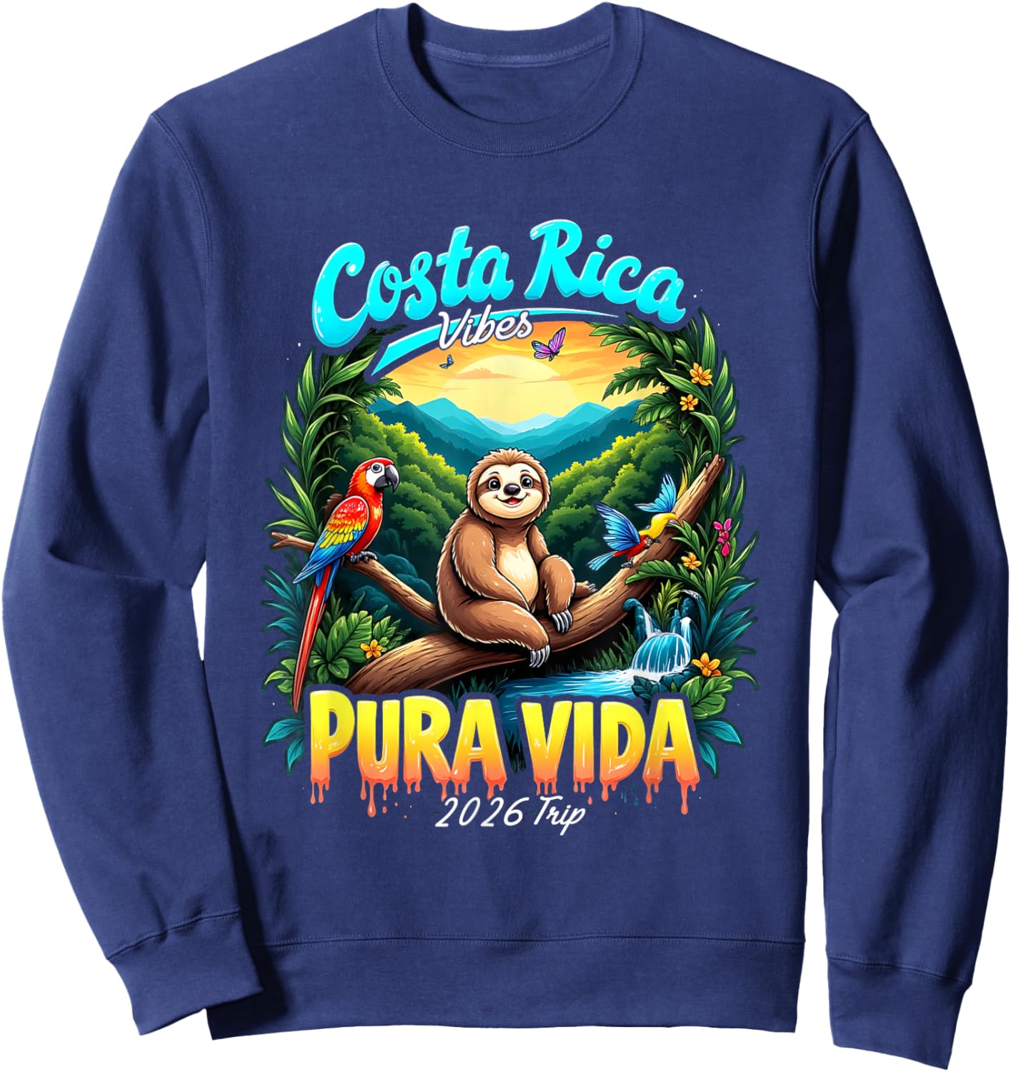 Costa Rica Souvenir 2026 Central America Pura Vida Travel Sweatshirt - Sweatshirt | Navy