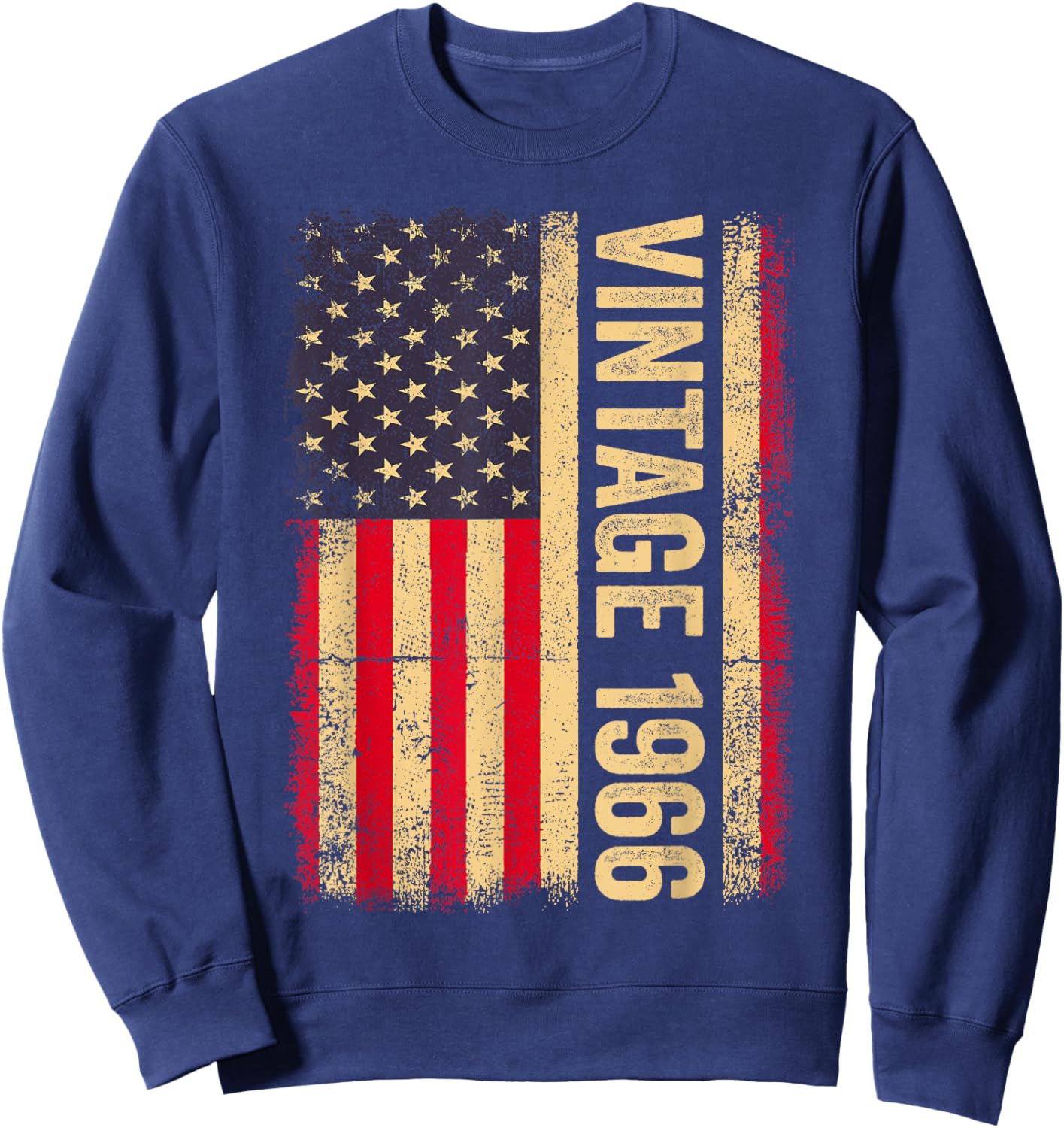 Vintage 1966 60th Birthday US Flag Retro 60 Years Old Sweatshirt - Sweatshirt | Navy
