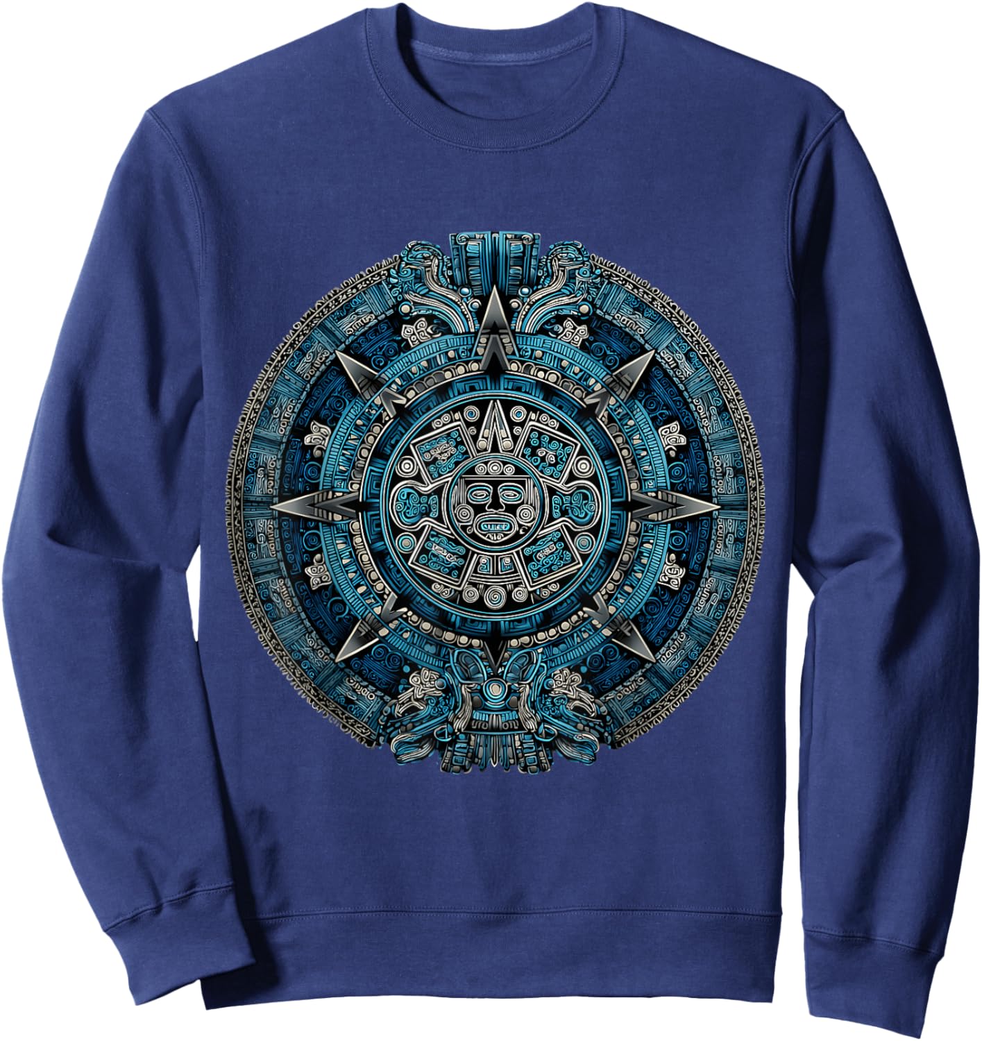 Ancient Mayan Calendar Maya Aztec Mexican Sun Stone Azteca Sweatshirt - Sweatshirt | Navy