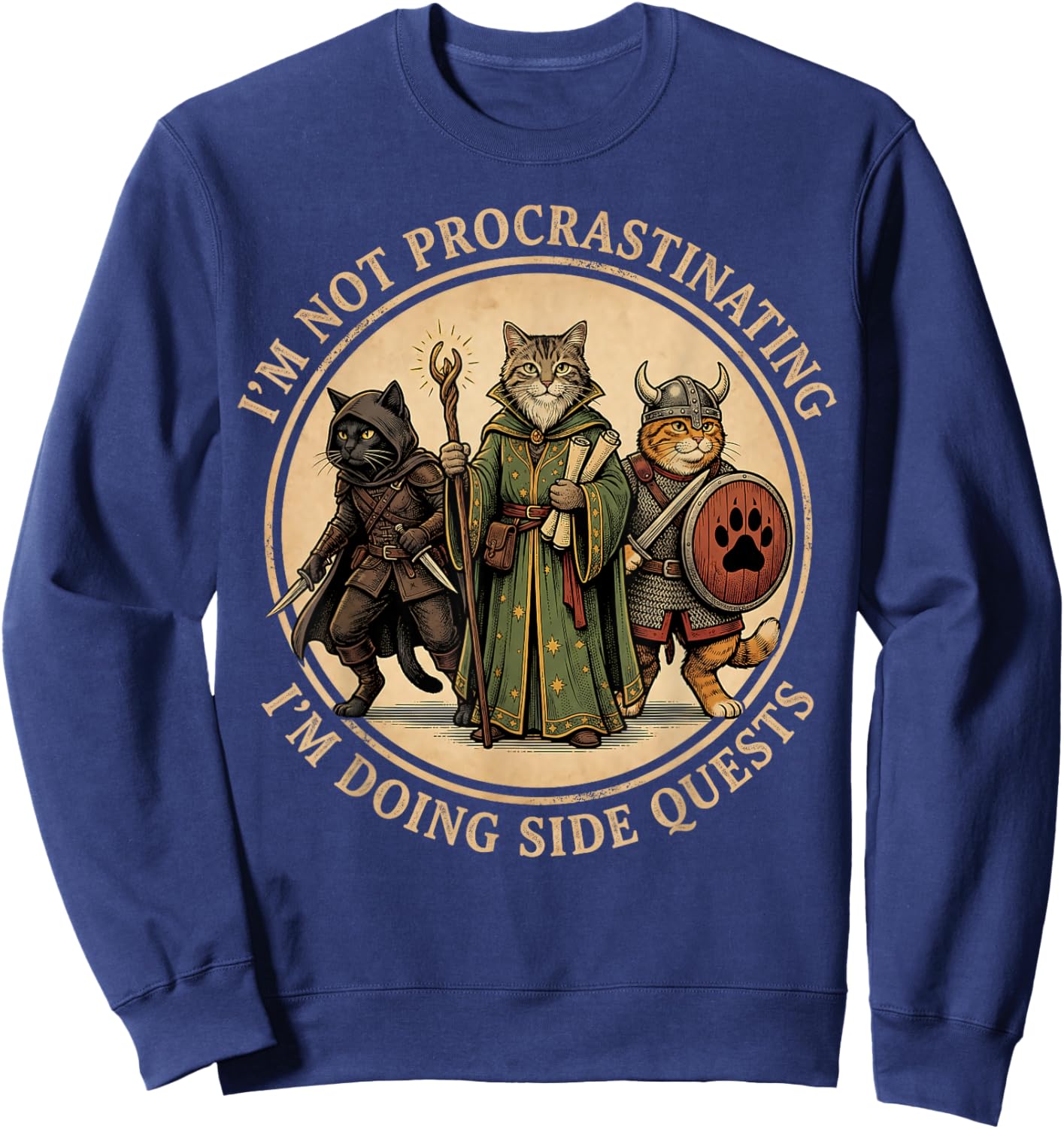 RPG Gamer I'm Not Procrastinating Side Quests Video Game Sweatshirt - Sweatshirt | Navy