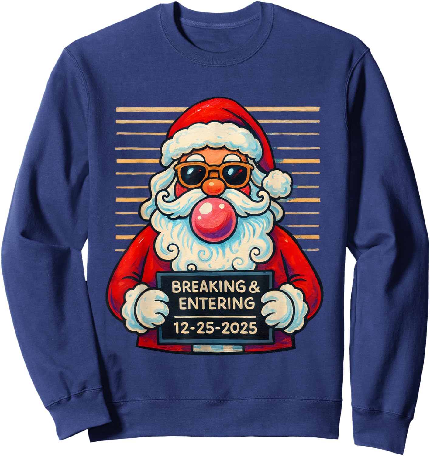 Funny Santa Breaking and Entering Christmas Sweatshirt - Sweatshirt | Navy