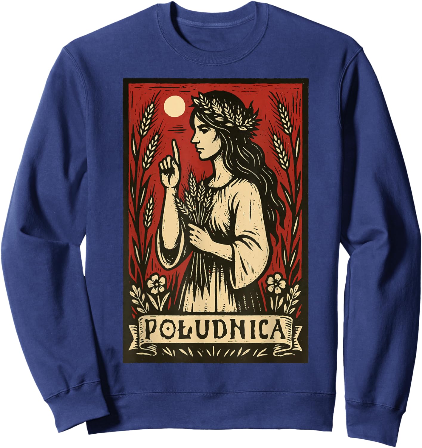 Poludnica Slavic Folk Pagan Myth Witch Art Sweatshirt - Sweatshirt | Navy