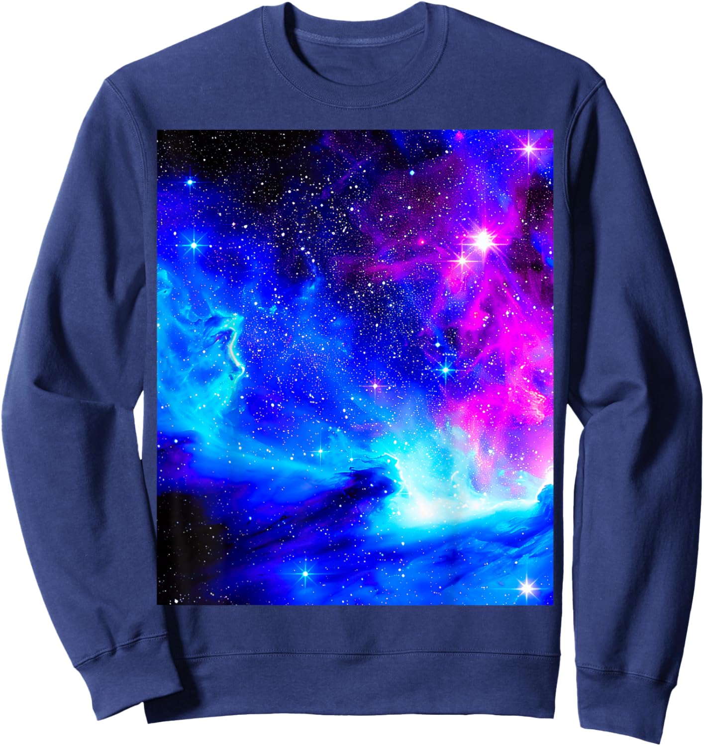 Galaxy Nebula Space Universe Stars Purple Blue Pattern Print Sweatshirt - Sweatshirt | Navy