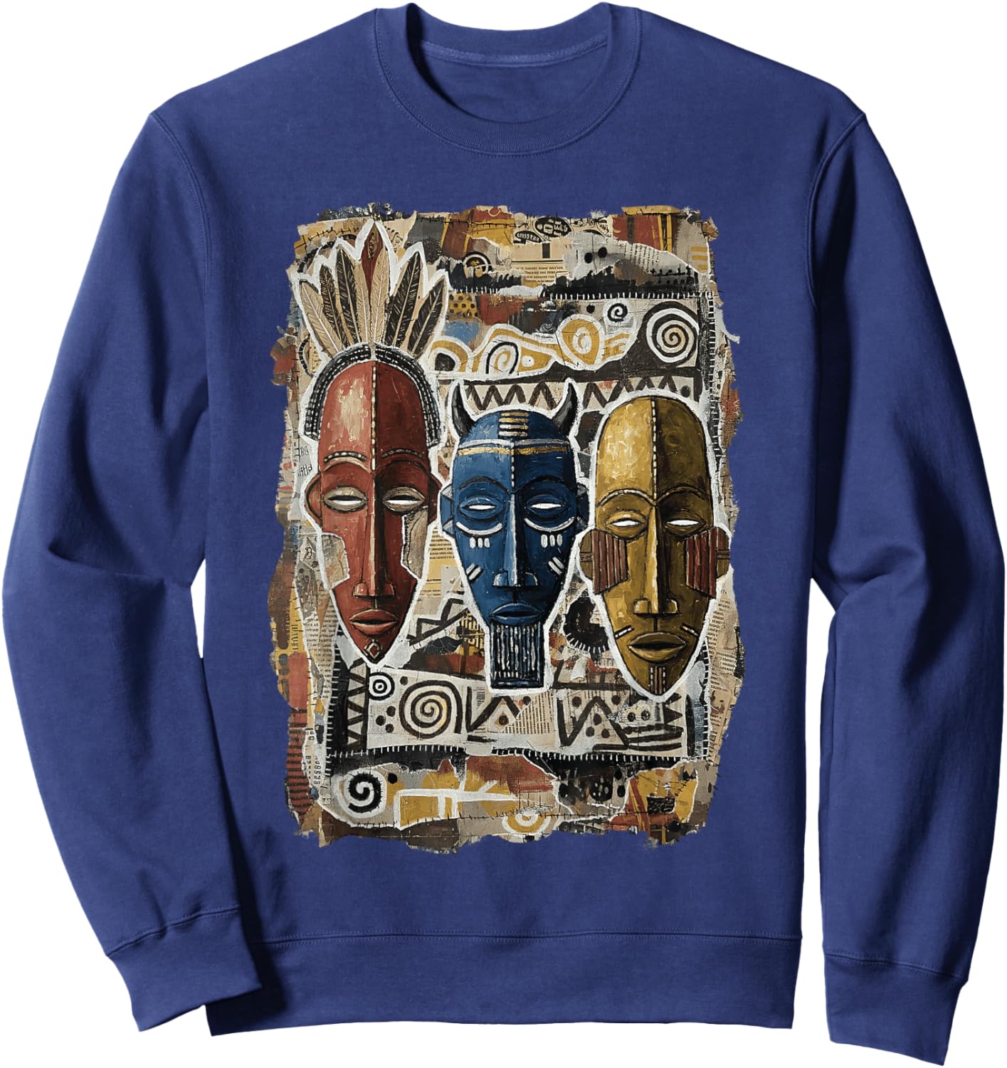 Cool African American Tribal mask Art Black History Month Sweatshirt - Sweatshirt | Navy