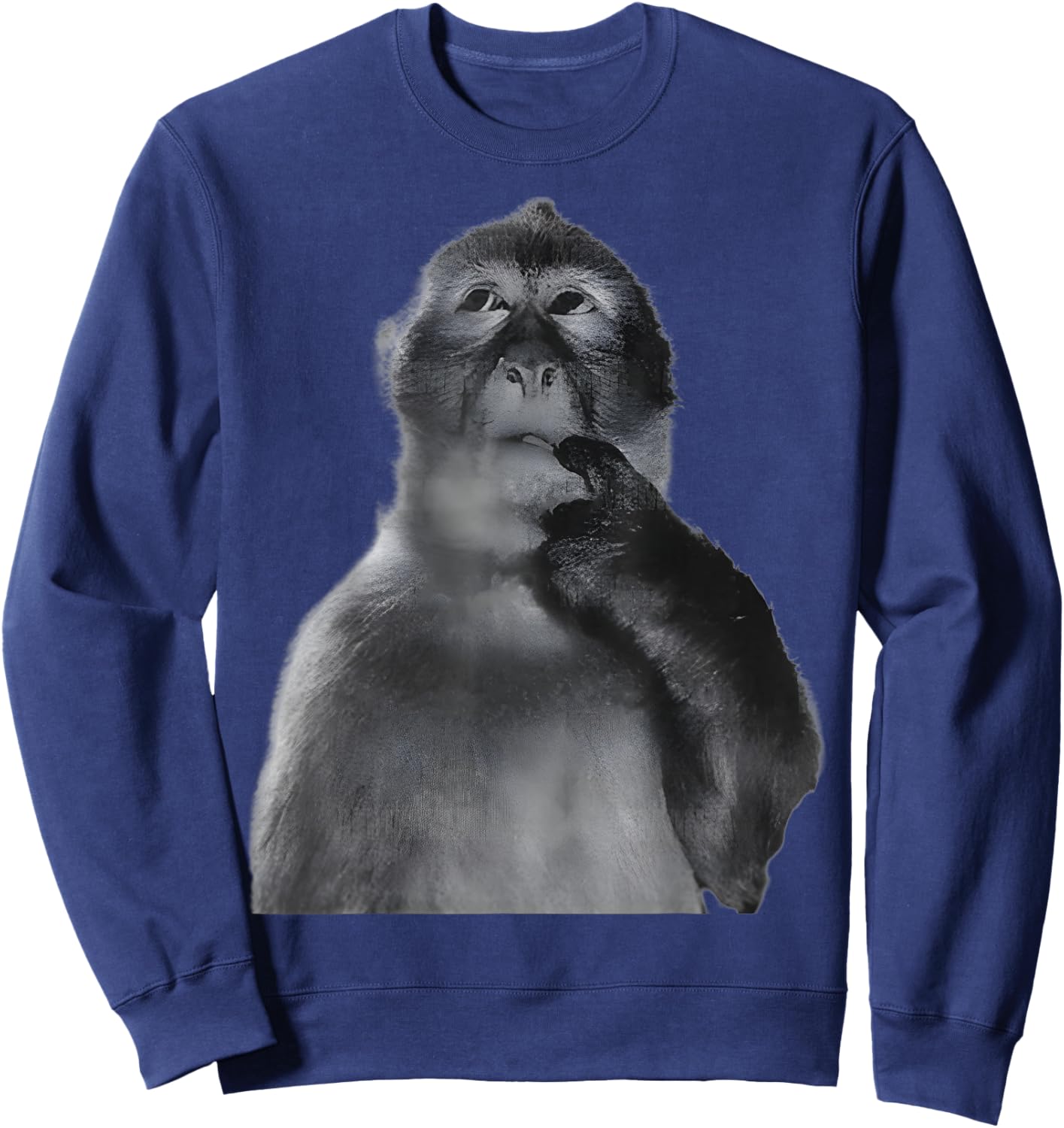 Women Men Kids Funny Monkeys Humor Thinking Monkey Meme Sweatshirt - Sweatshirt | Navy