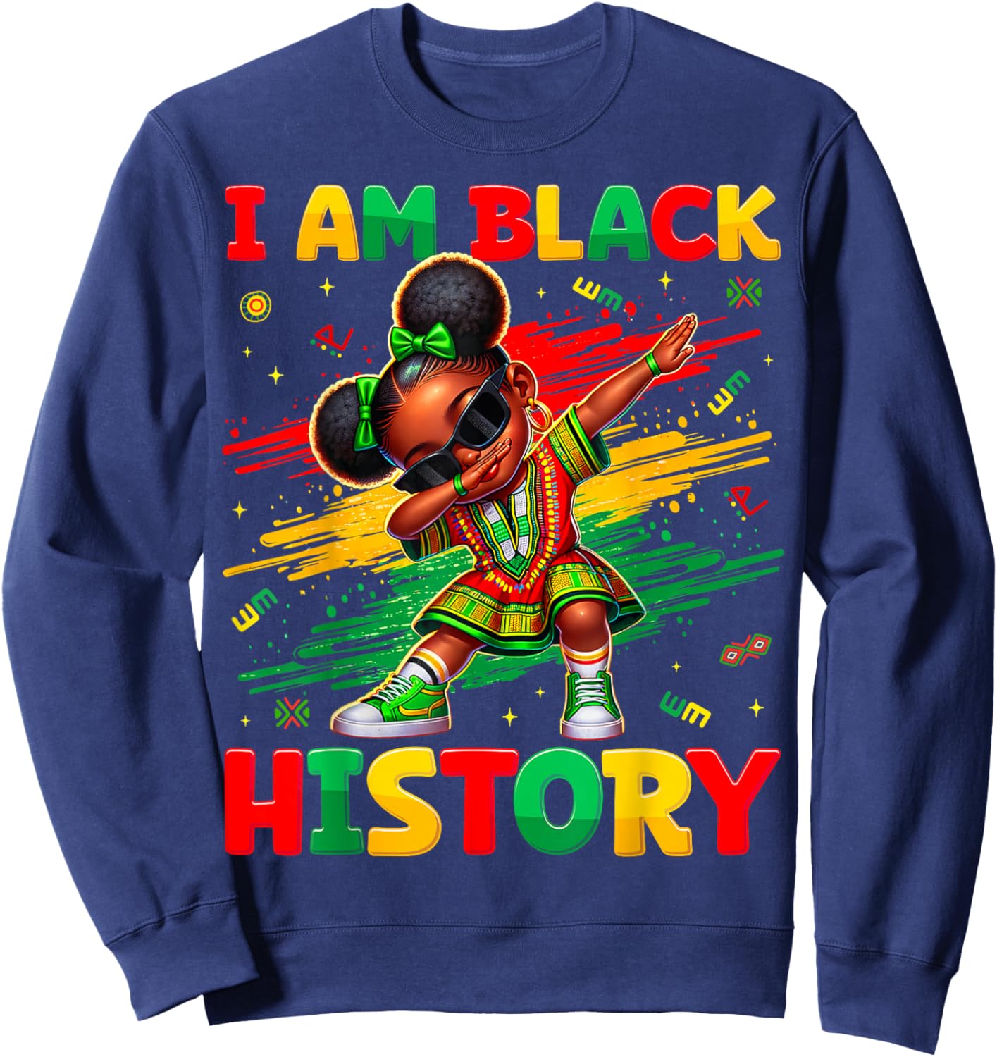 I Am Black History Month Dabbing Girl African Kid Toddler Sweatshirt - Sweatshirt | Navy