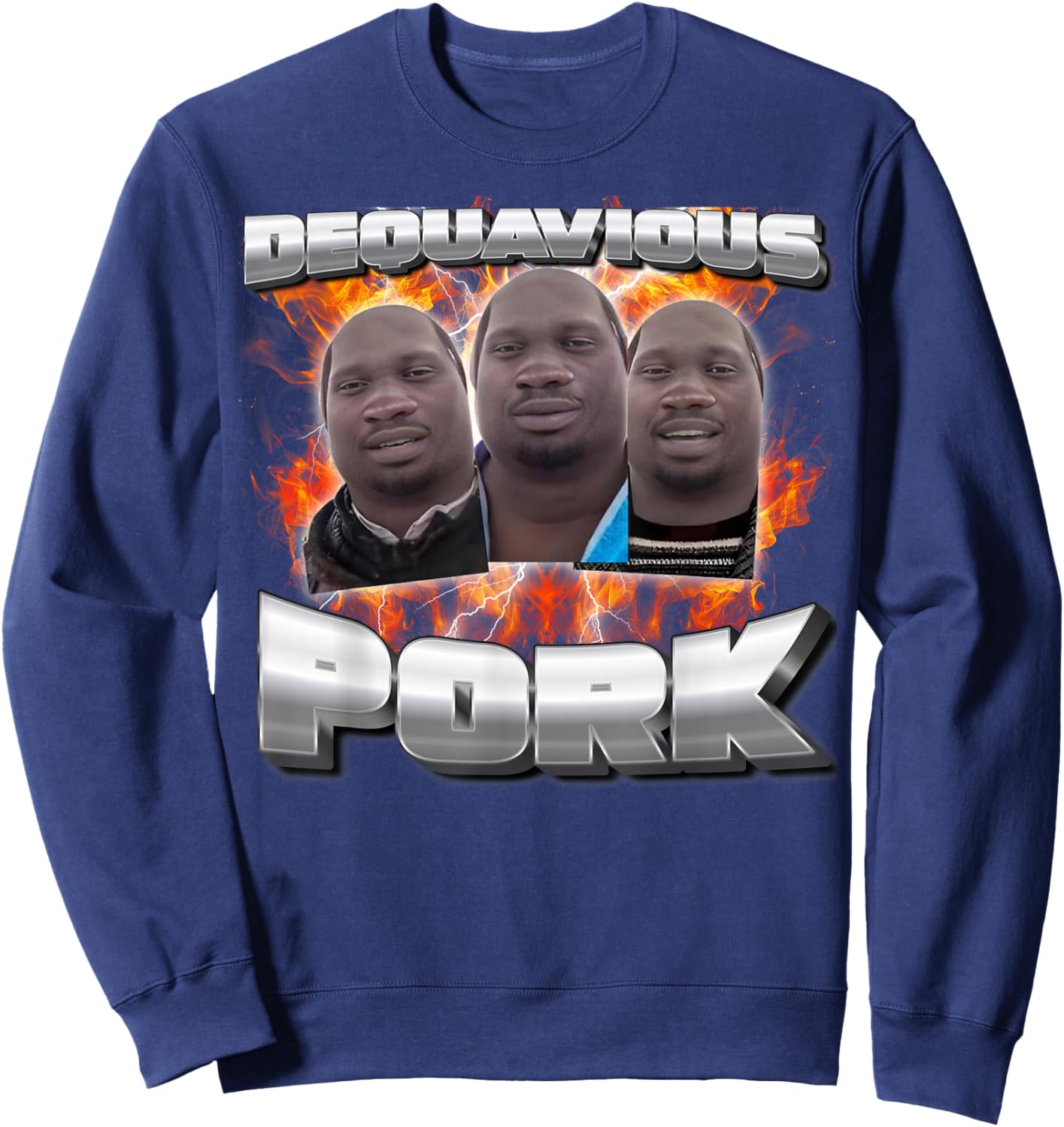 Dequavious Pork Meme Funny Memes Brainrot Memes Gen-Z Memes Sweatshirt - Sweatshirt | Navy