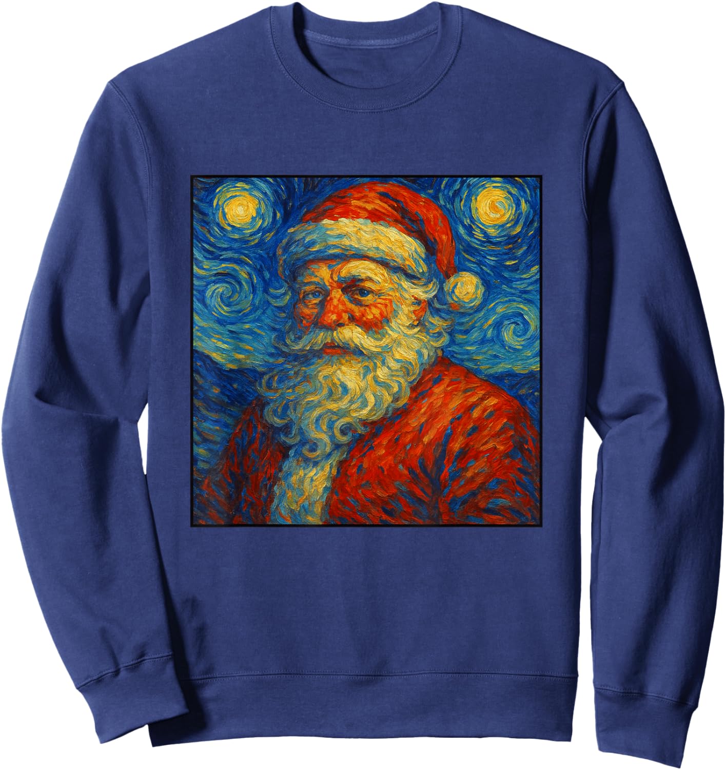 Santa Claus Starry Night Van Gogh Christmas Art Xmas Parody Sweatshirt - Sweatshirt | Navy