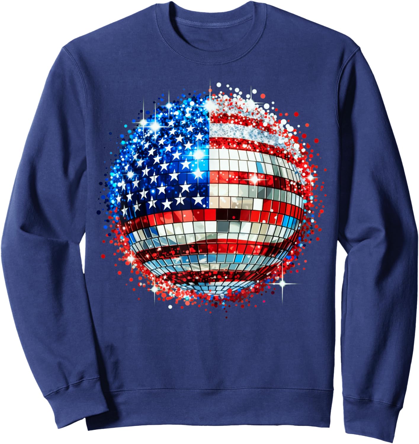 American Flag Disco Ball Patriotic Celebration Sweatshirt - Sweatshirt | Navy