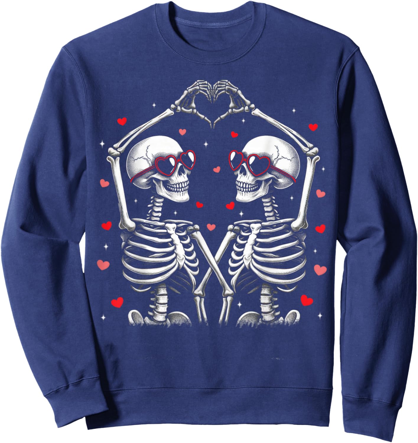 Valentines Day Skeleton Hand Heart Funny Matching Couples Sweatshirt - Sweatshirt | Navy