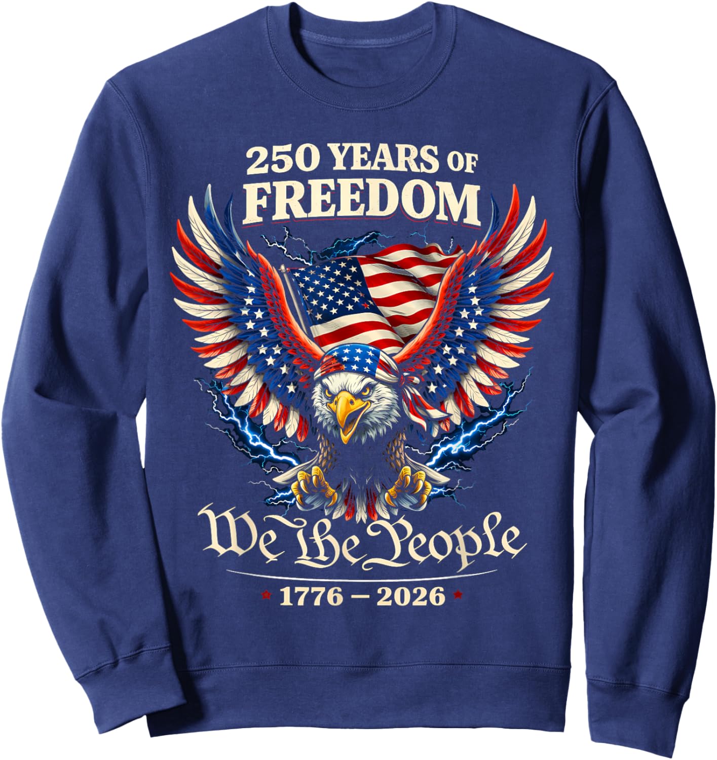 250 Years American 1776 2026 250th USA Years Patriotic USA Sweatshirt - Sweatshirt | Navy