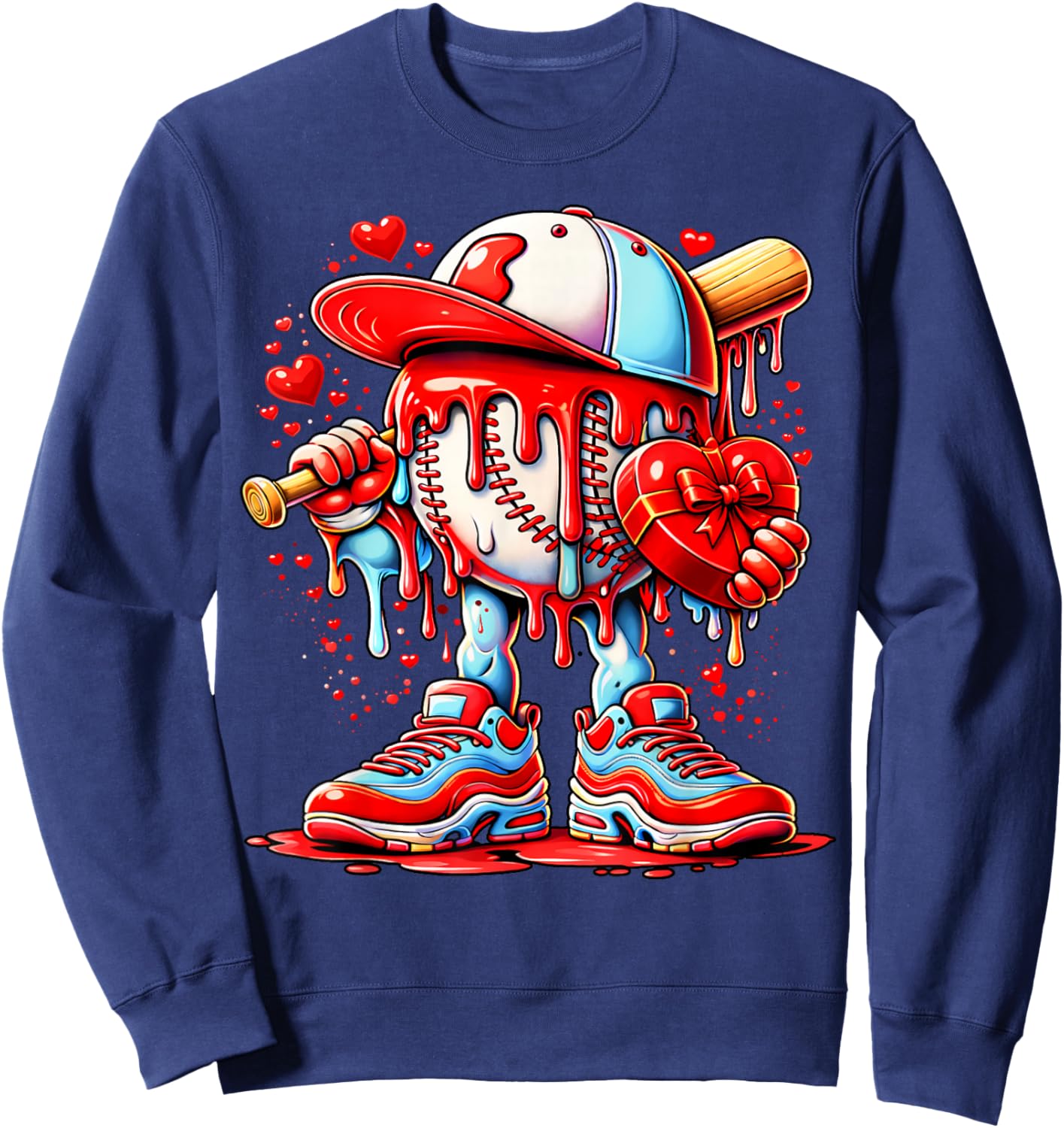 Baseball Drip Icecream Apparel Youth Boy Valentine Sweatshirt - Sweatshirt | Navy