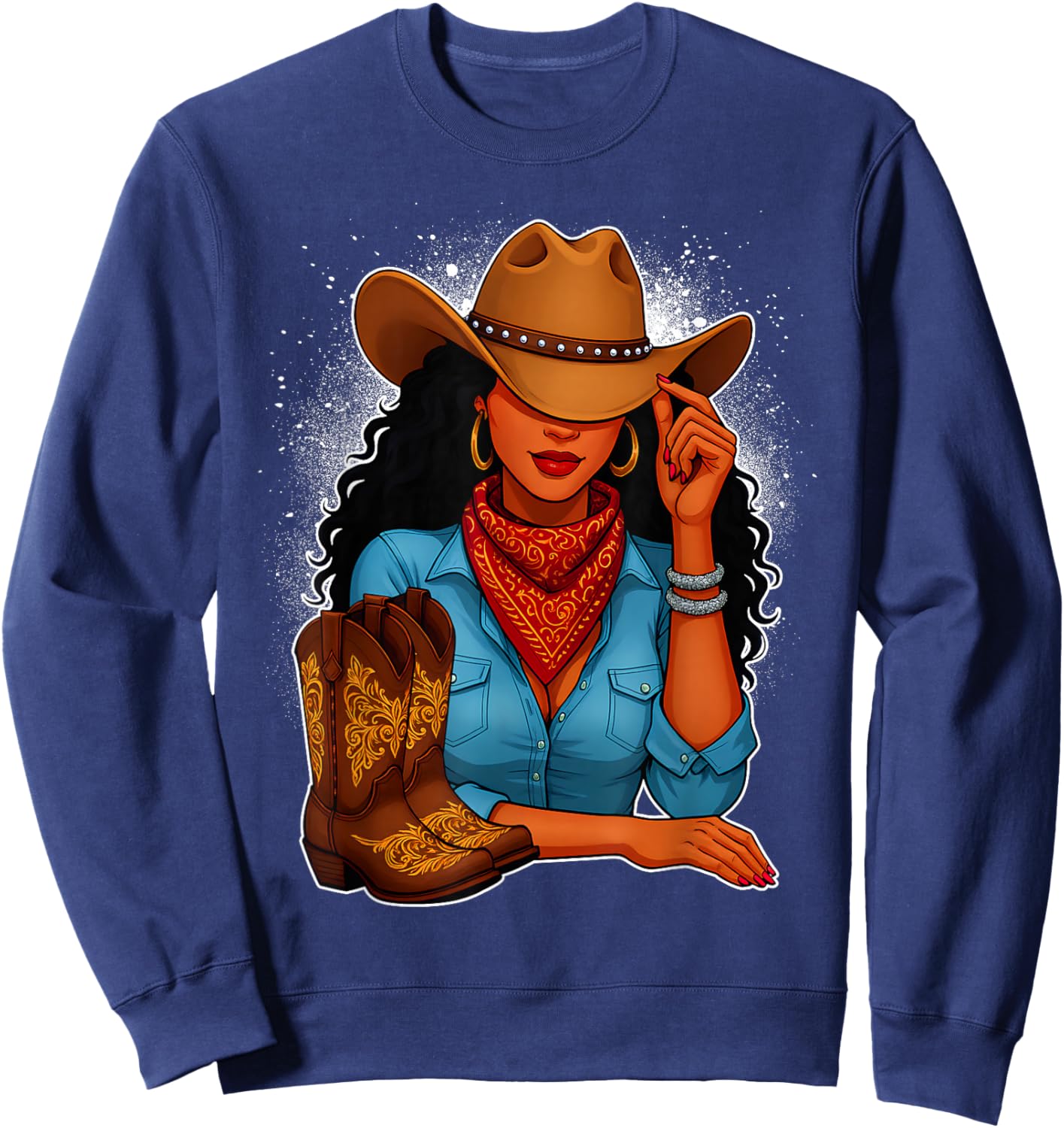 Black Cowgirl & Boots Black History Month Black Women Girls Sweatshirt - Sweatshirt | Navy