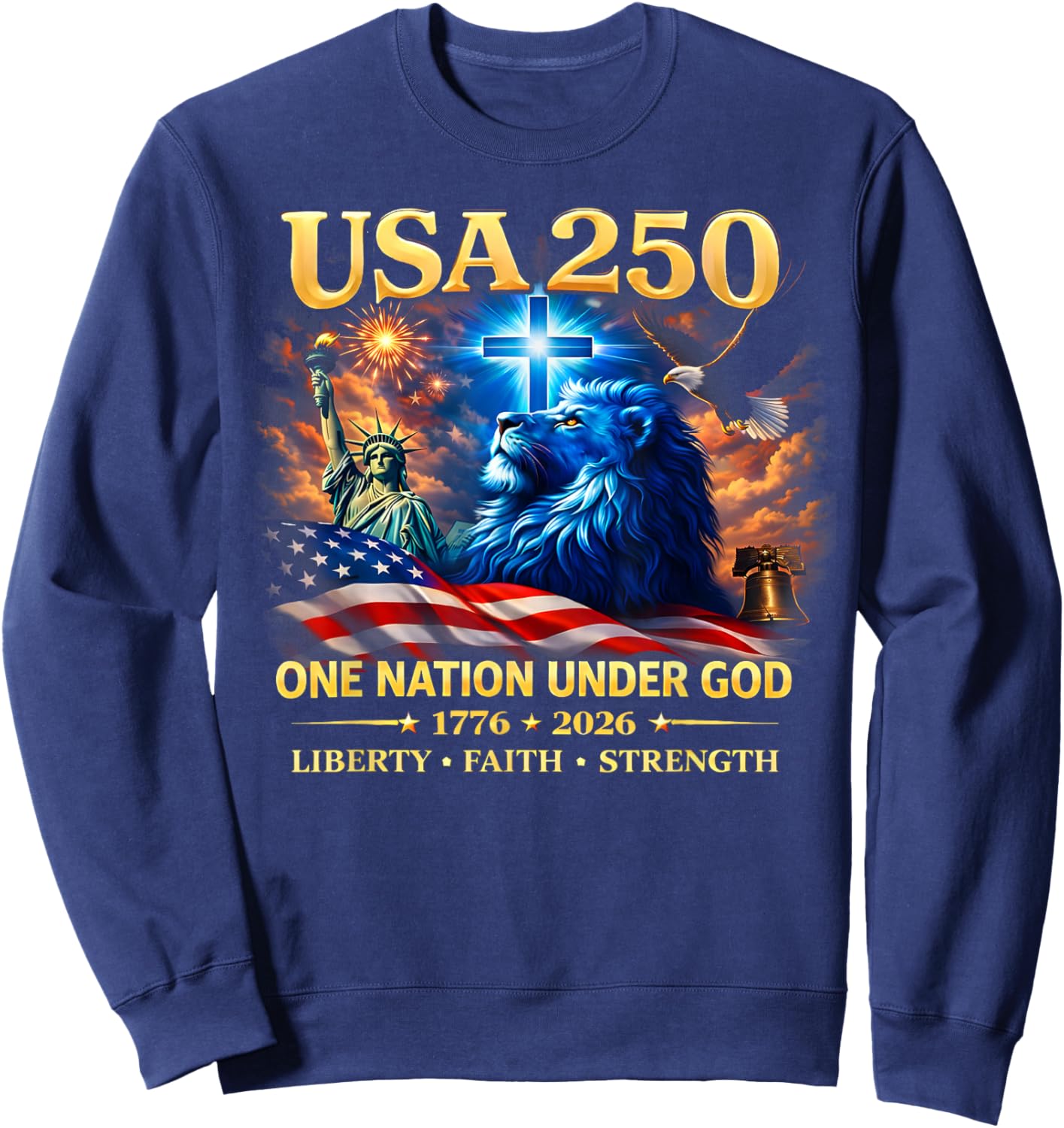 USA 250 One Nation Under God 1776 2026 Gift Women Sweatshirt - Sweatshirt | Navy