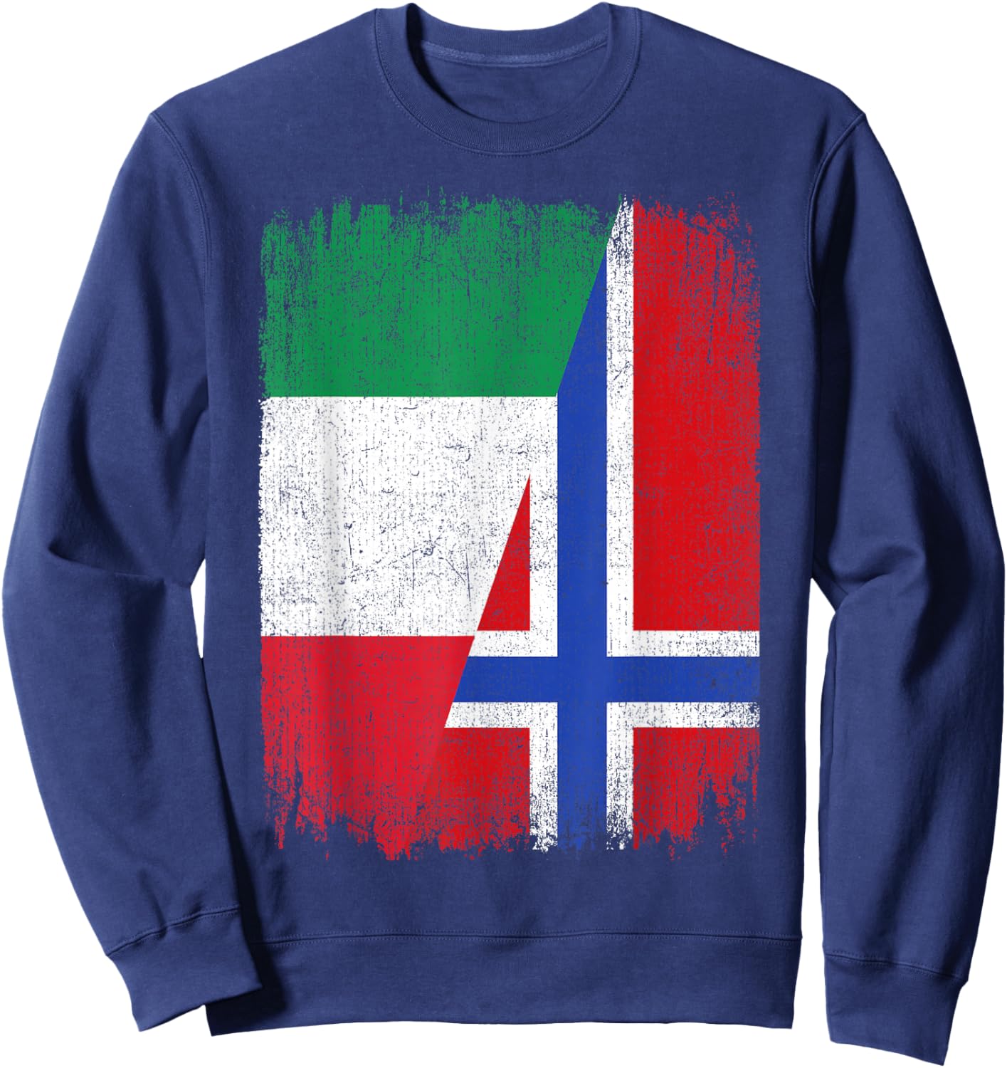 Half Italy Norway Flag Italian Norwegian Pride Roots Sweatshirt - Sweatshirt | Navy