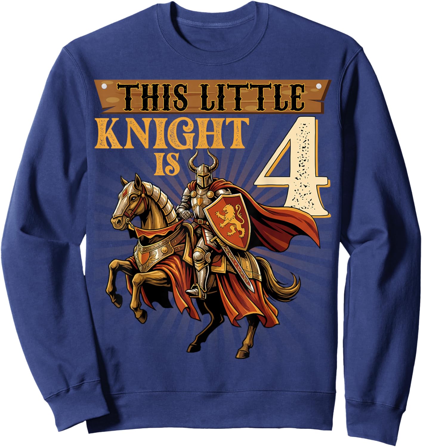 Knight Birthday 4 Years Old Boys 4th Knight Birthday Party Sweatshirt - Sweatshirt | Navy