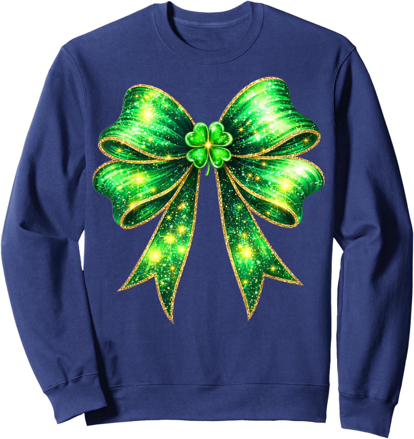 Cute Coquette Shamrock St Patricks Women Girl Kid Toddler Sweatshirt - Sweatshirt | Navy