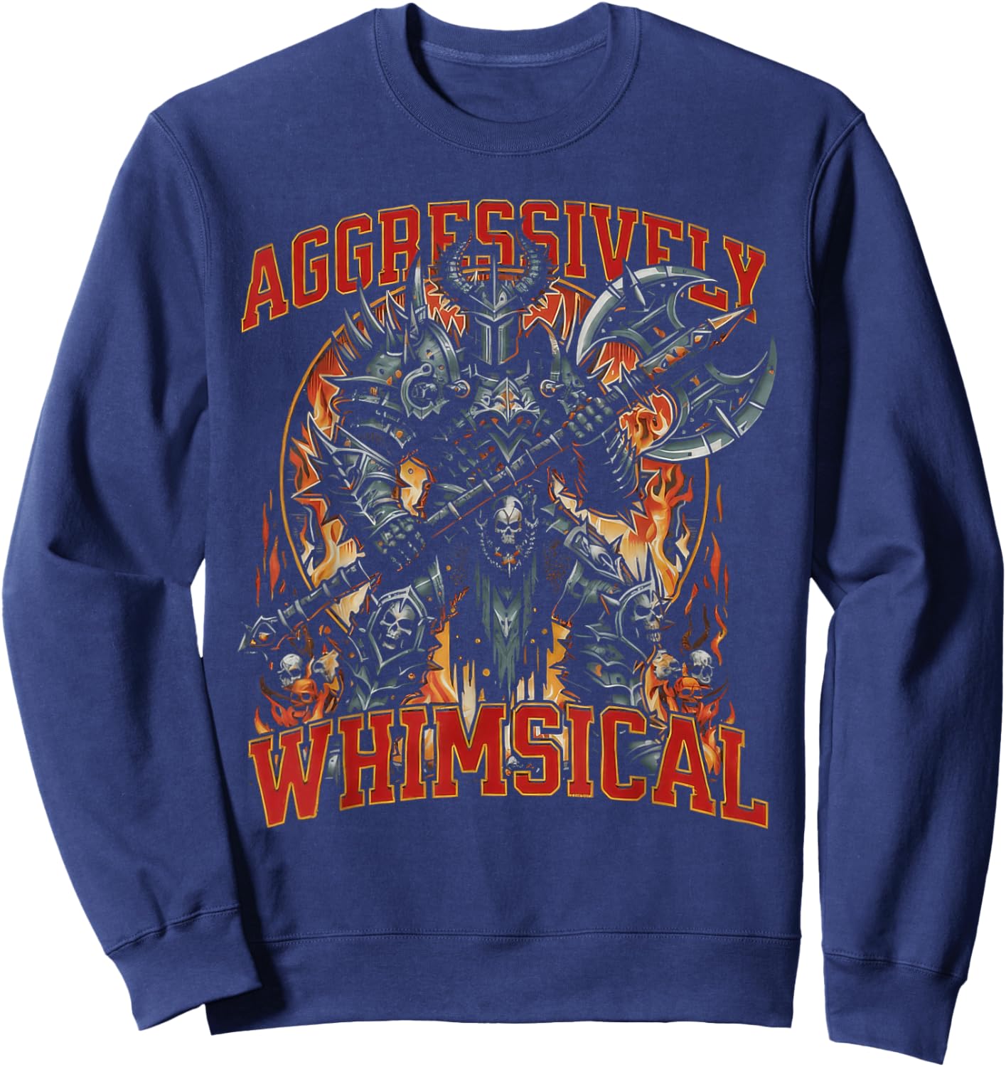 Aggressively Whimsical Dark Fantasy Warrior Battle Design Sweatshirt - Sweatshirt | Navy