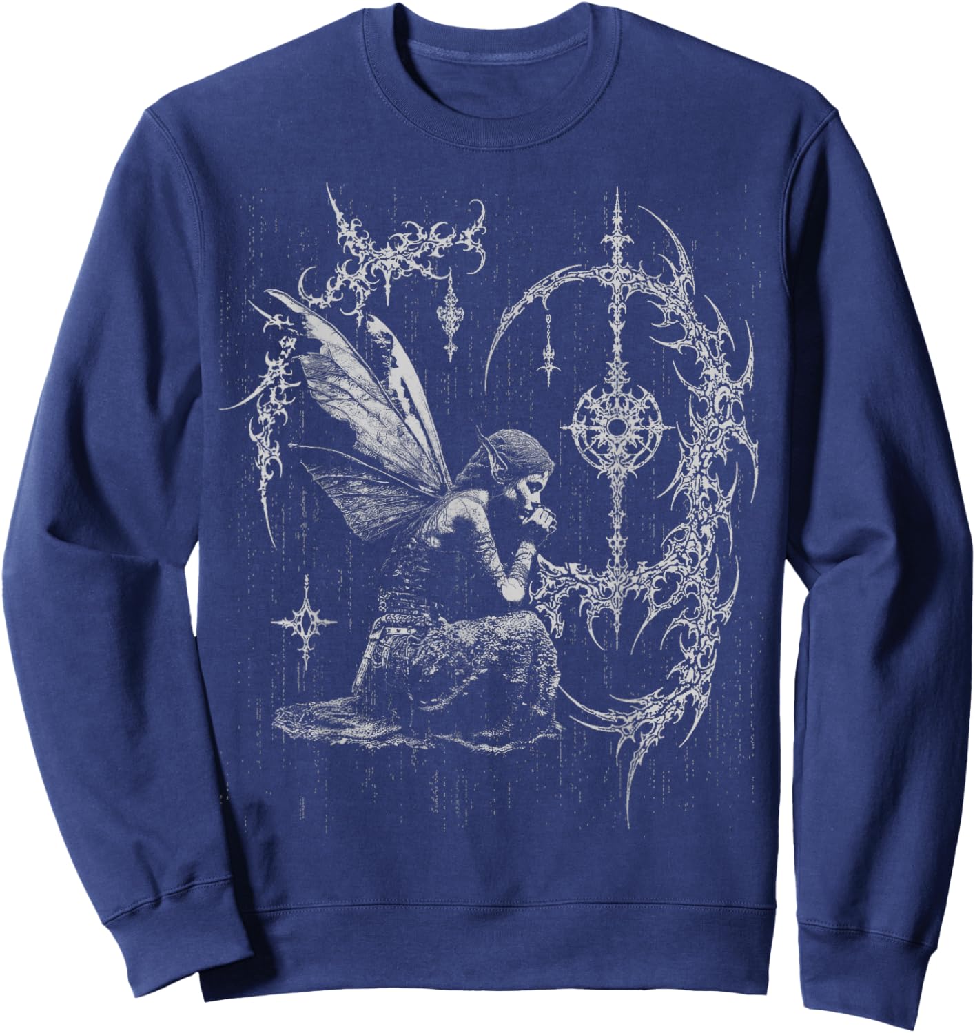 Y2K Grunge Fairy Alt Gothic Sigilism Vintage Graphic Sweatshirt - Sweatshirt | Navy