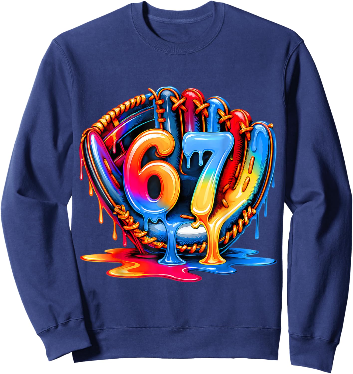 67 Drip Baseball Life Style 101 Apparel Youth Drip Kids Meme Sweatshirt - Sweatshirt | Navy