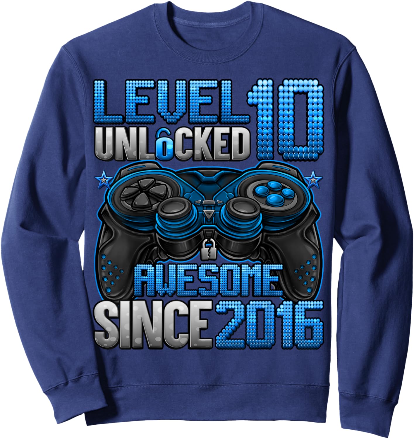Level 10 Unlocked 10 Year Old Gifts Boys 10th Birthday Boy Sweatshirt - Sweatshirt | Navy