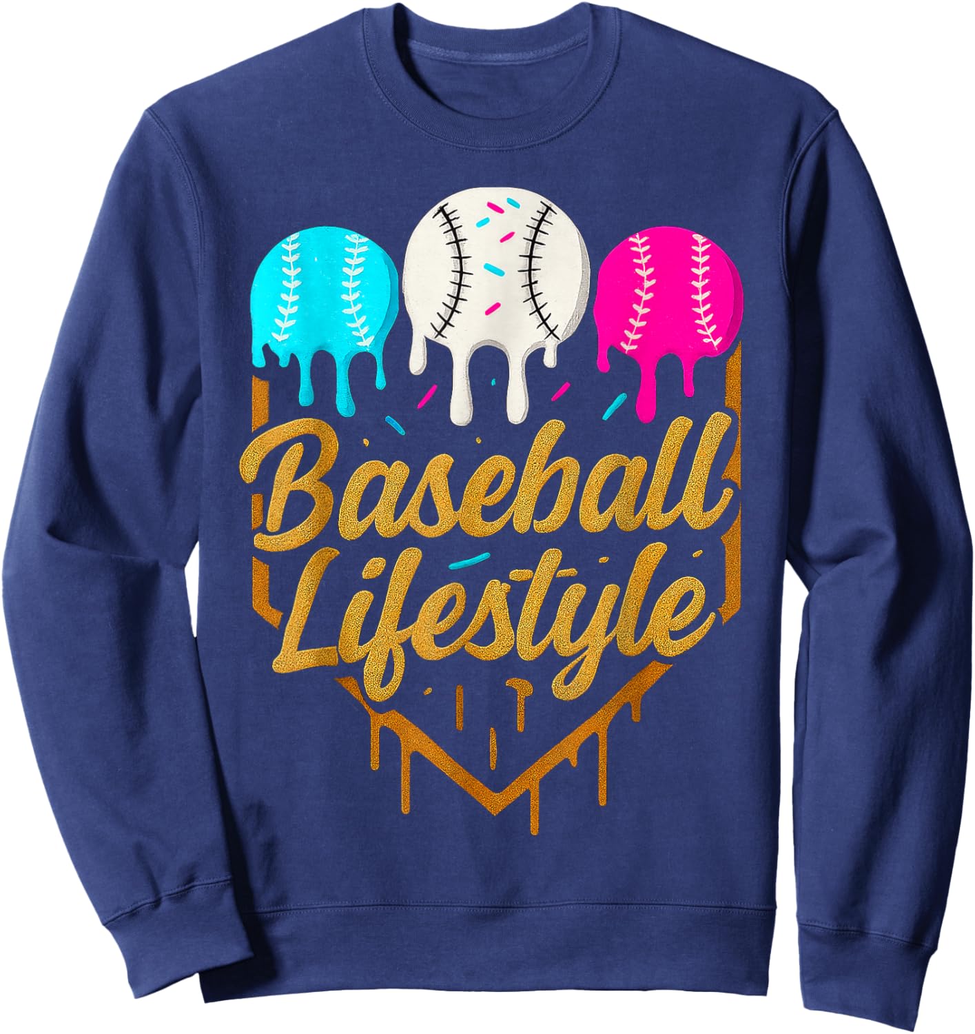 Baseball Lifestyle, Baseball Drip Icecream Sweatshirt - Sweatshirt | Navy
