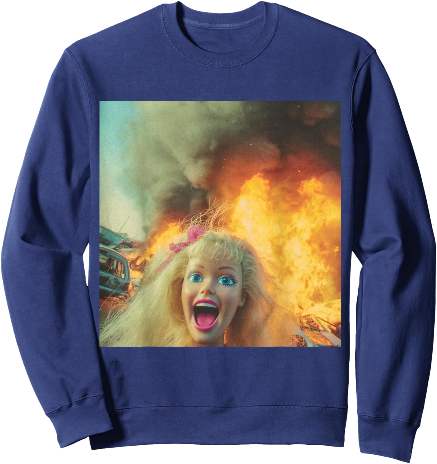 Funny Disgusting Doll face Meme Sweatshirt - Sweatshirt | Navy