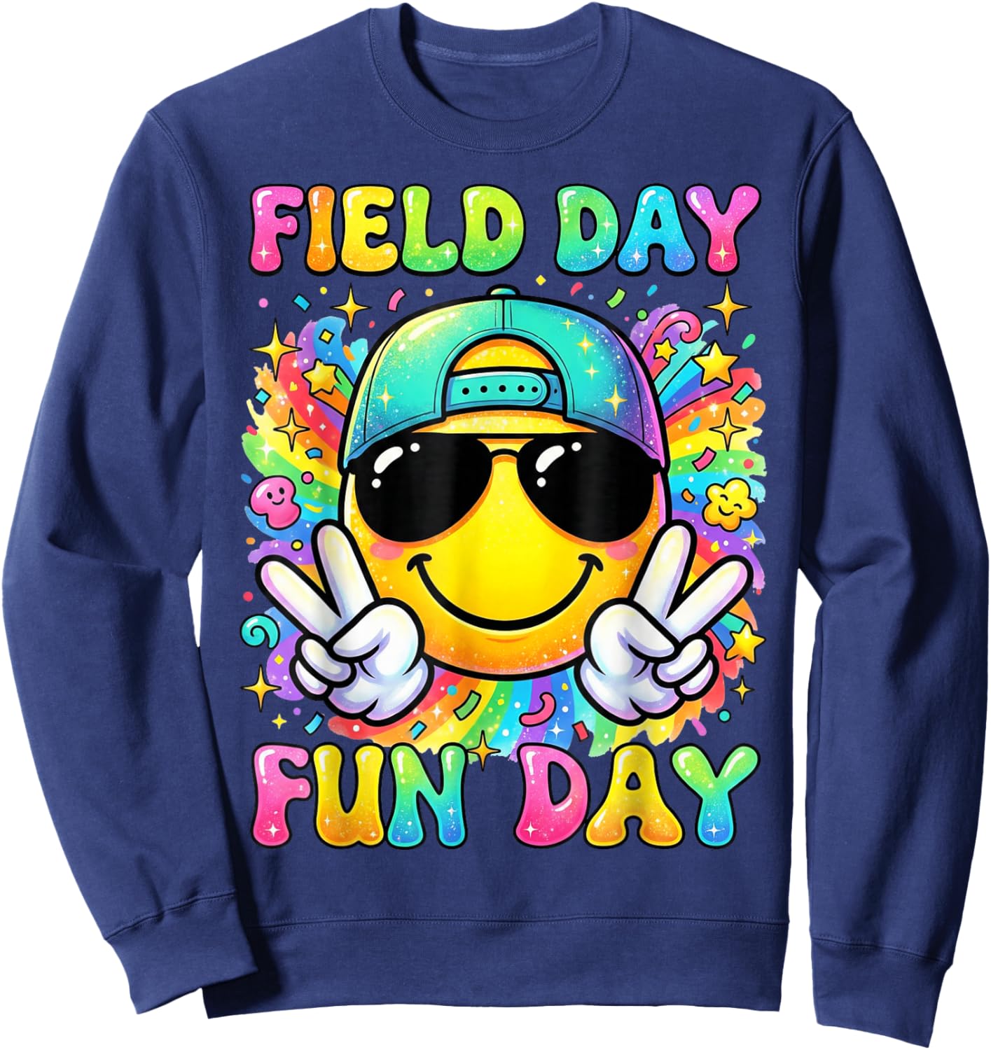 Retro Field Day Teachers Boys Girls Kids Field Day Fun Day Sweatshirt - Sweatshirt | Navy