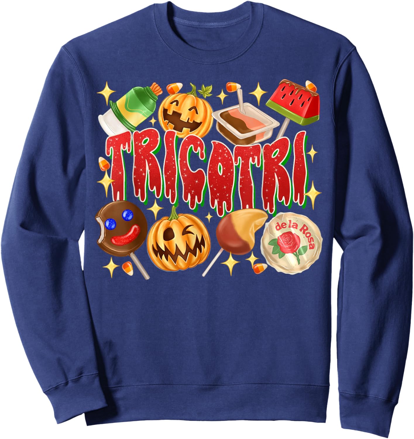 RetroTricotri Mexican Ghost Candy Mexicano Halloween Outfit Sweatshirt - Sweatshirt | Navy