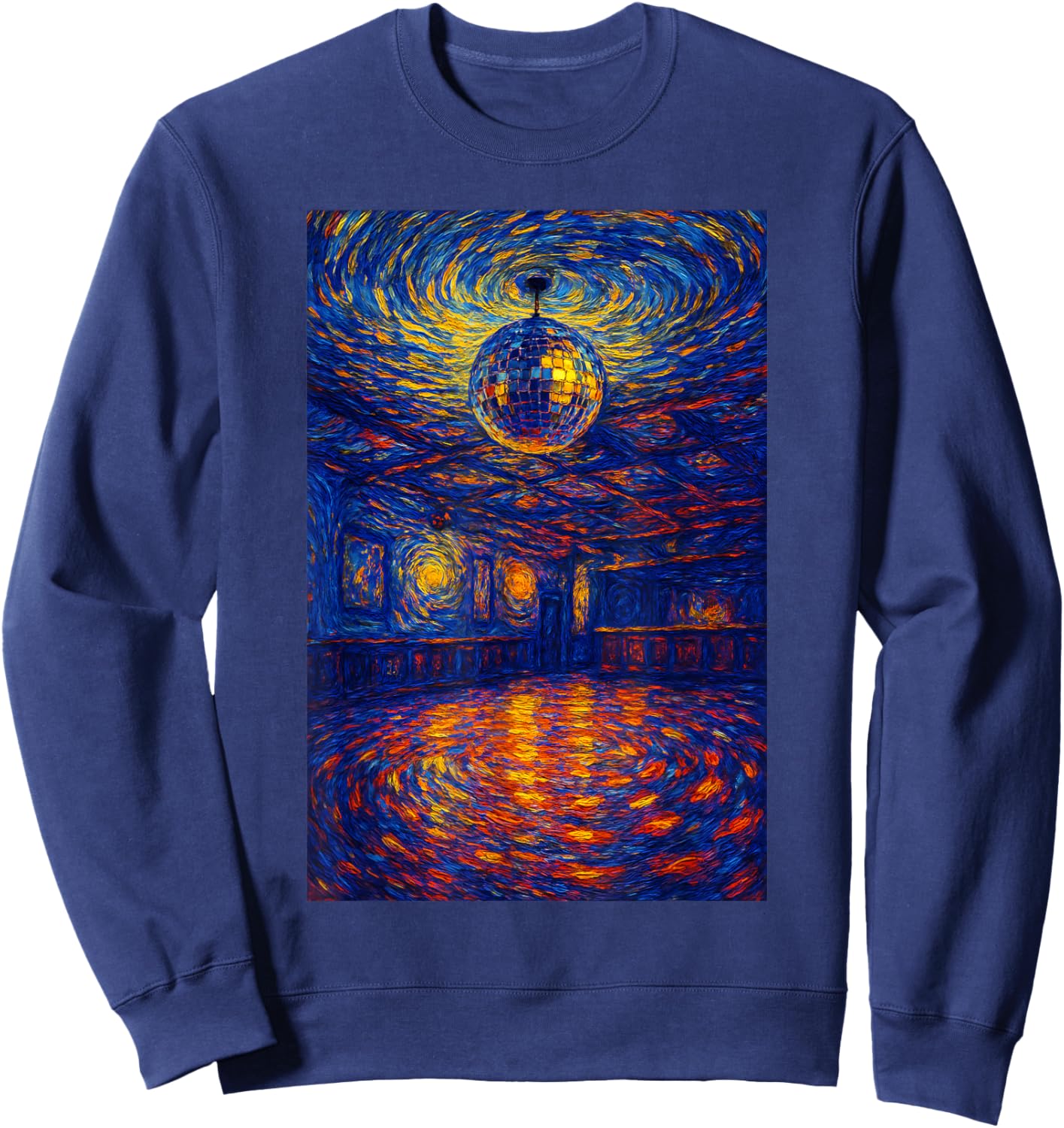 Disco Ball Van Gogh Art Student Painting Lovers Art Teacher Sweatshirt - Sweatshirt | Navy