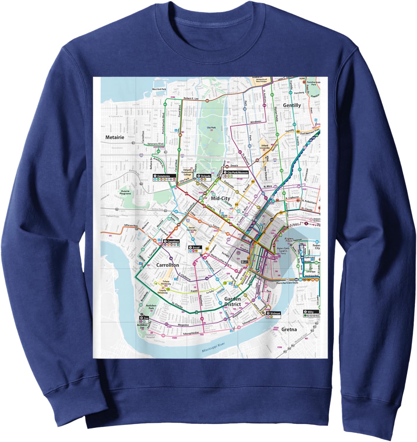 New Orleans Transit System Travel Art USA Sweatshirt - Sweatshirt | Navy