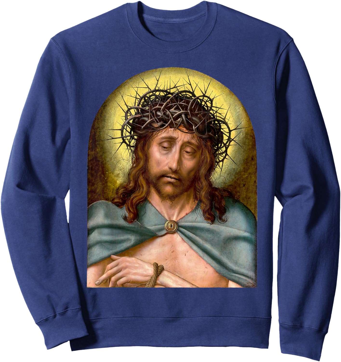 Jesus Christ as Man of Sorrows Painting Quentin Metsys 1500s Sweatshirt - Sweatshirt | Navy