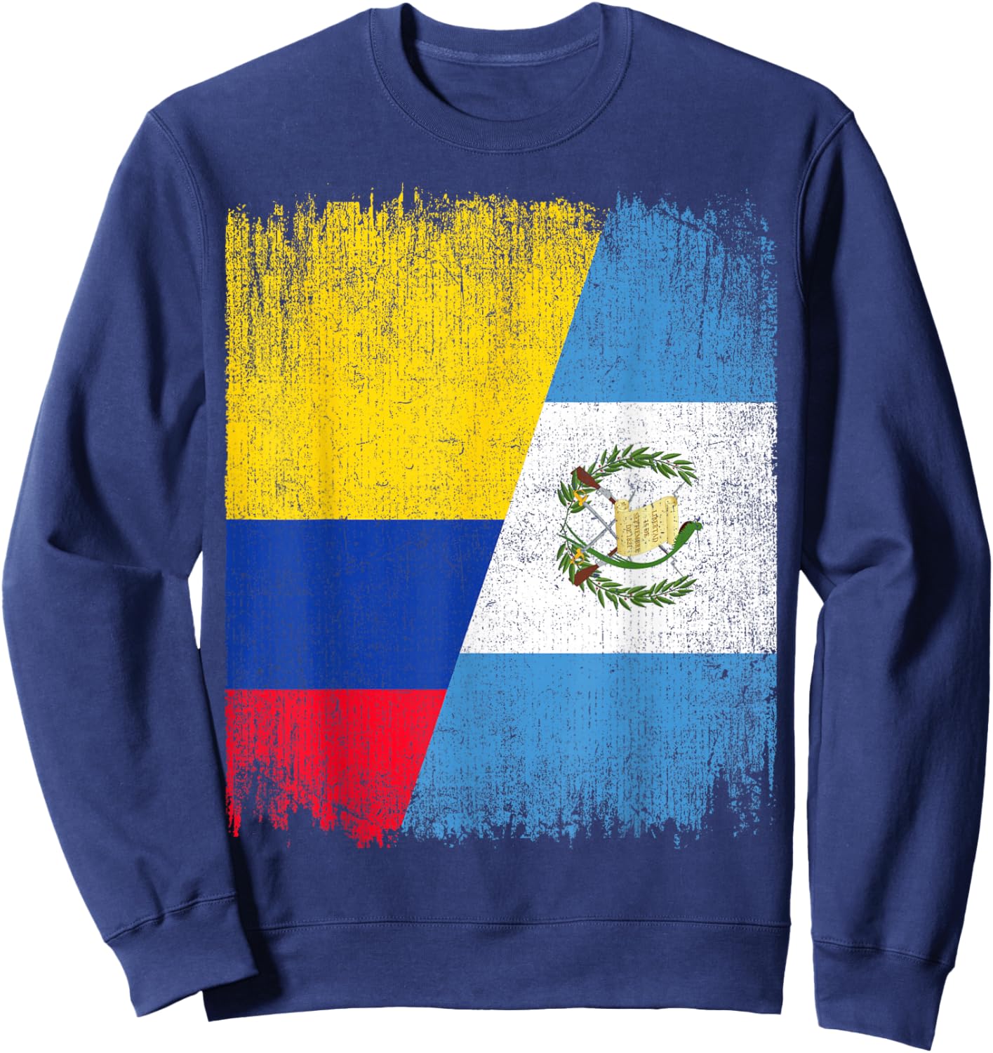 Half Colombia Guatemala Flag Colombian Guatemalan Pride Root Sweatshirt - Sweatshirt | Navy