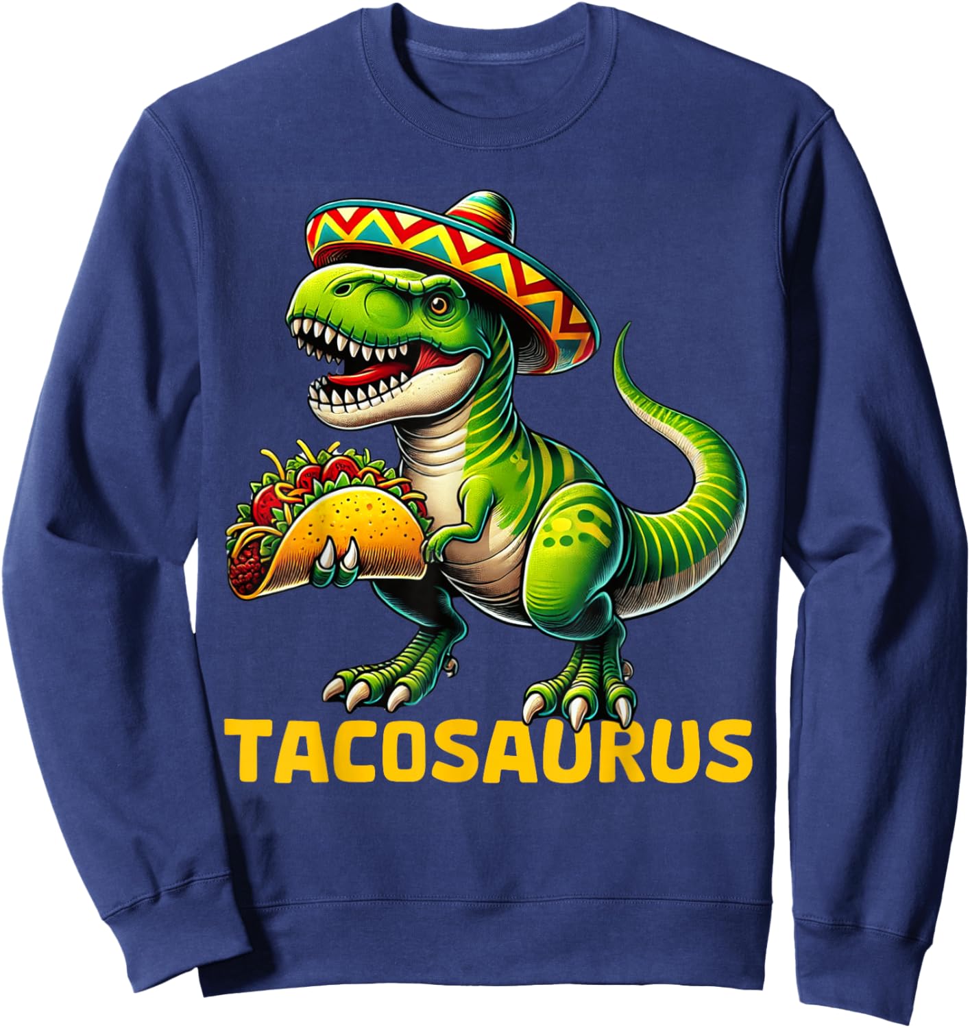 Tacosaurus Taco Dinosaur Dino Cinco De Mayo Mexican Boys Sweatshirt - Sweatshirt | Navy