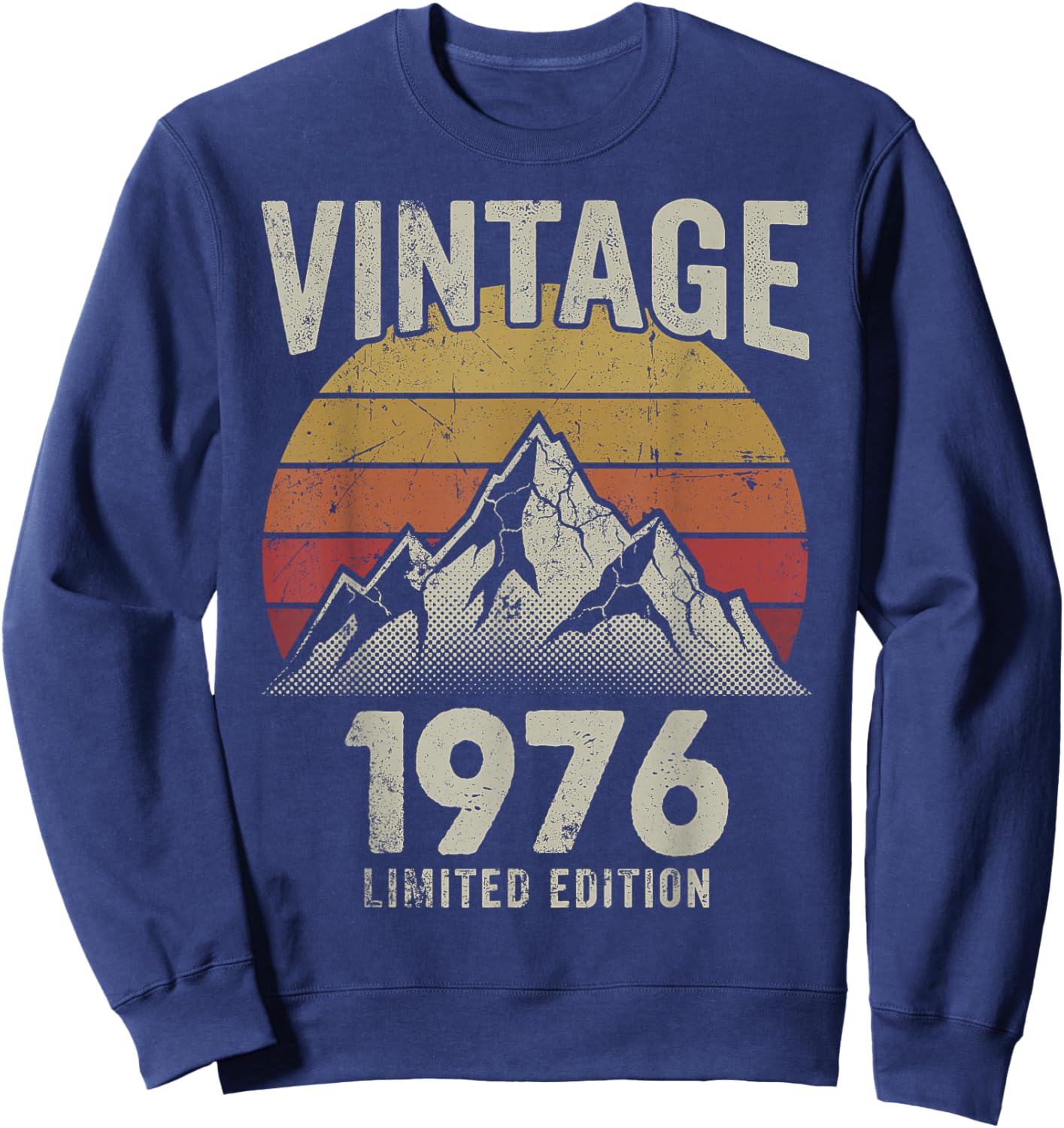 Vintage 1976 Retro Sunset Mountain 50th Birthday Gift Sweatshirt - Sweatshirt | Navy