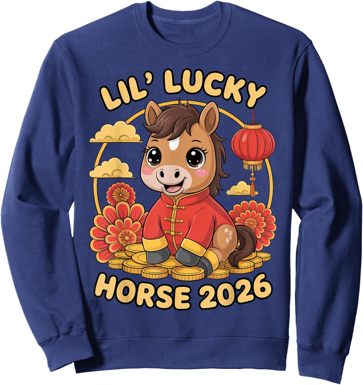 Cute Horse Zodiac Chinese Lunar New Year of The Horse 2026 Sweatshirt - Sweatshirt | Navy