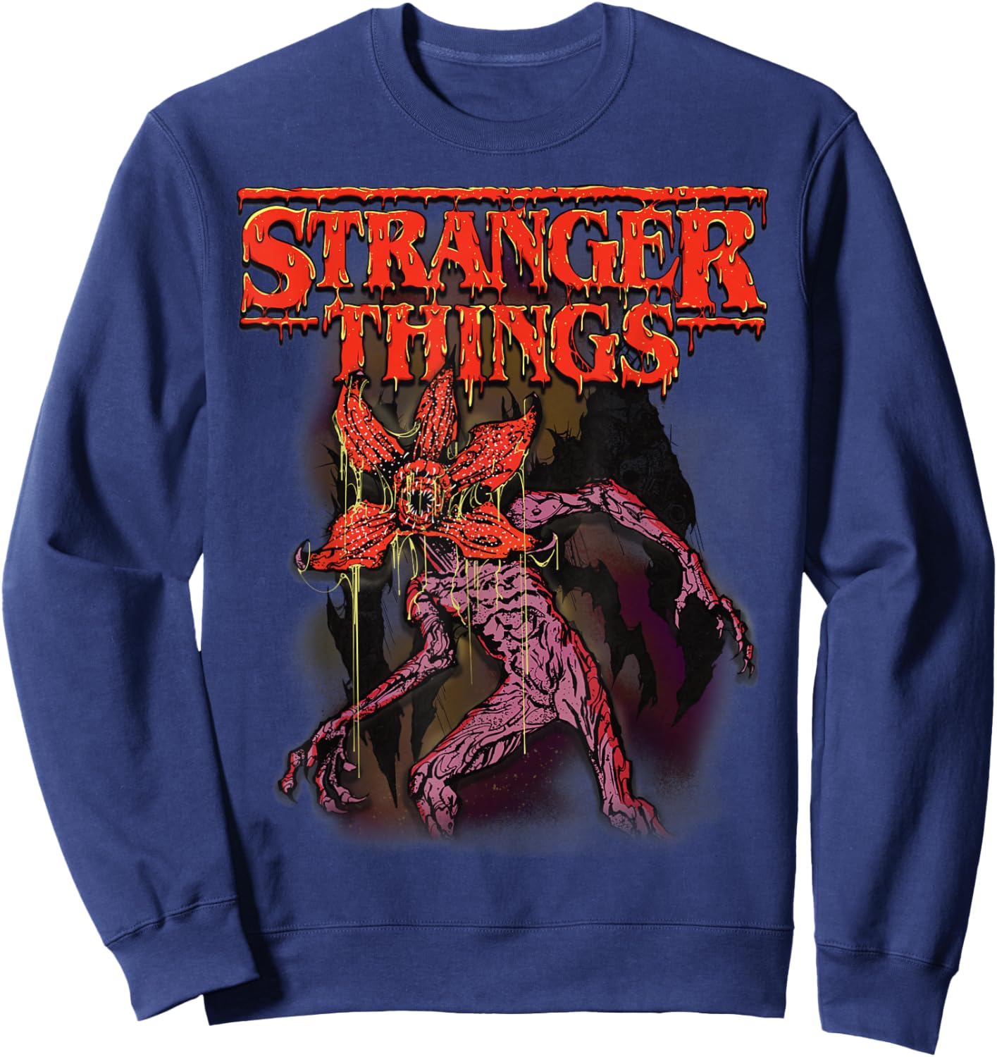 Stranger Things Demogorgon Monster Retro 80s Horror Sweatshirt - Sweatshirt | Navy