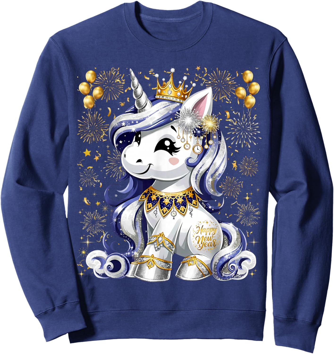 New Year's Eve Hello 2026 Happy New Year 2026 Unicorn Sweatshirt - Sweatshirt | Navy