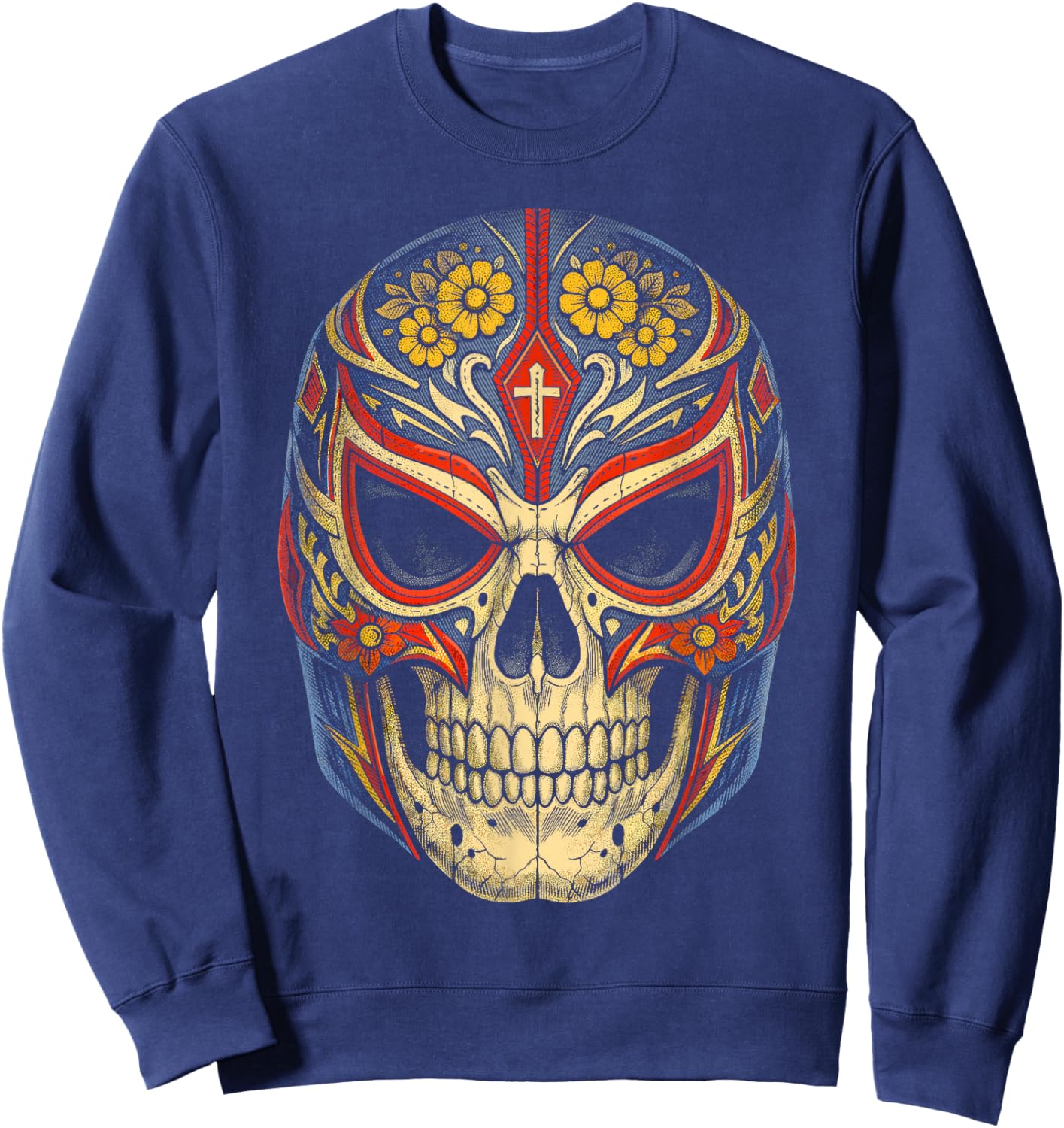 Lucha Libre Luchador Dias De Los Muertos Sweatshirt - Sweatshirt | Navy