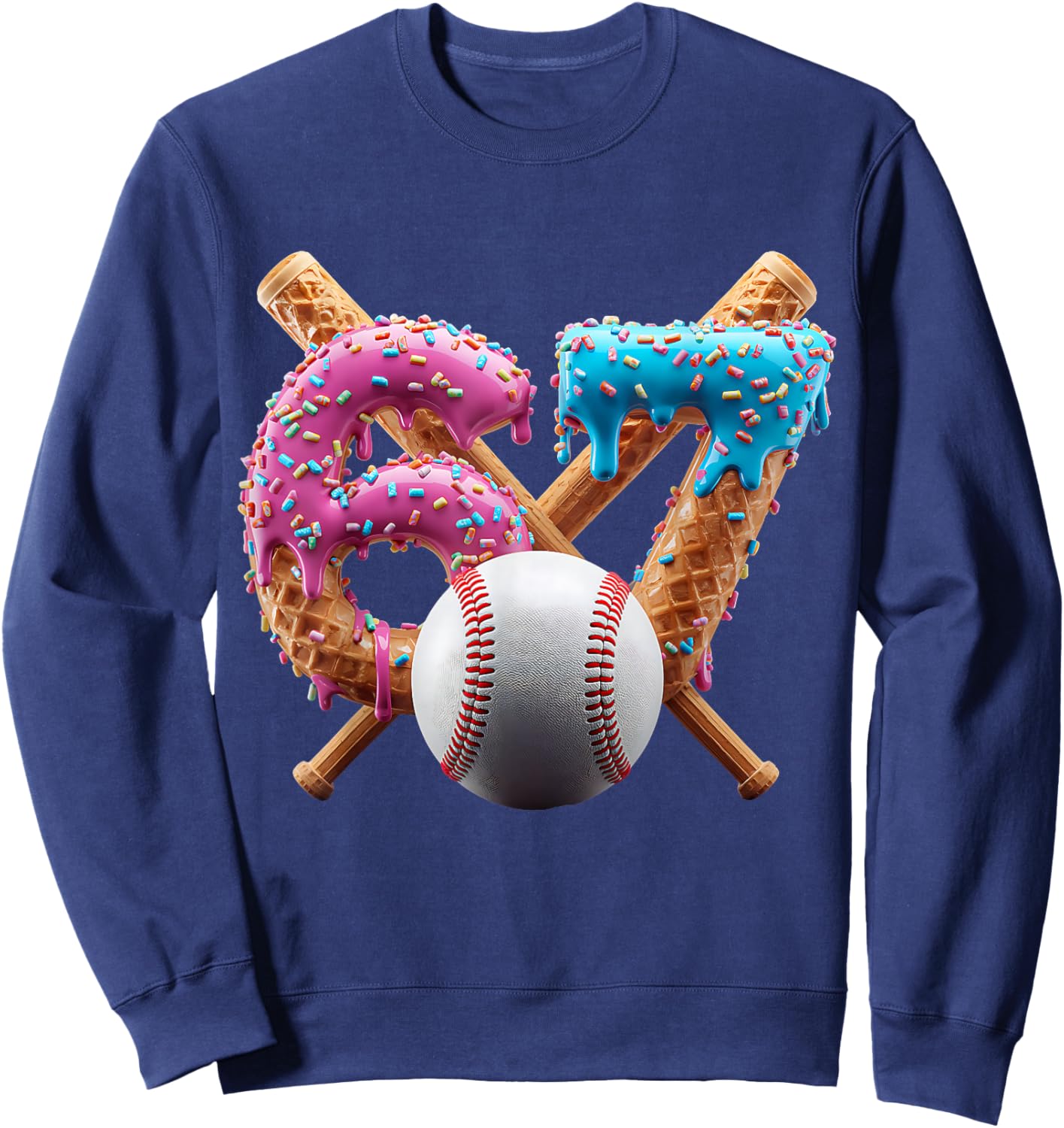 67 Baseball Ice Cream Drip Kids Youth Sweatshirt - Sweatshirt | Navy