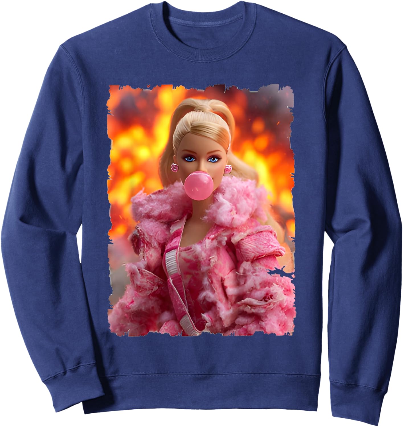 Funny Disgusting Pink Doll face Meme Sweatshirt - Sweatshirt | Navy