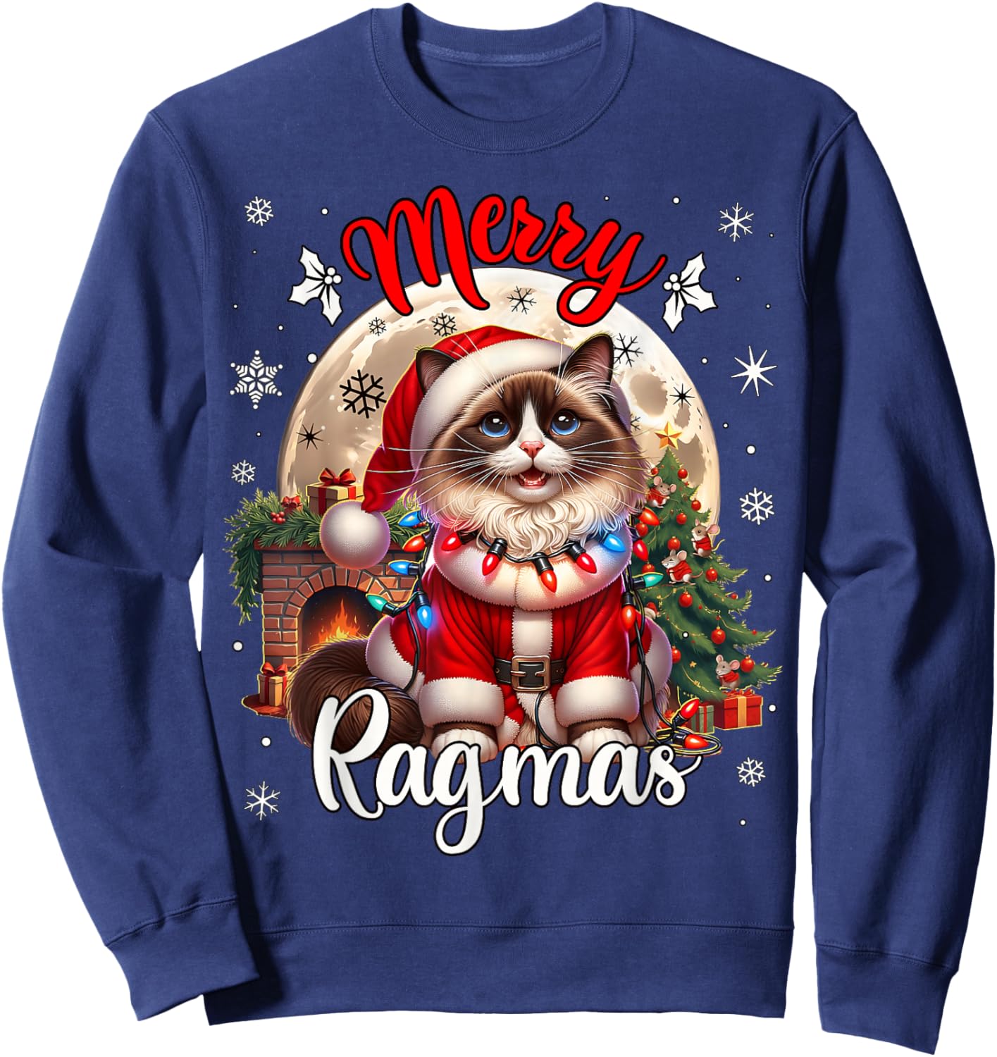 Ragdoll Cat Christmas Costume Ragdoll Xmas Cat Sweatshirt - Sweatshirt | Navy