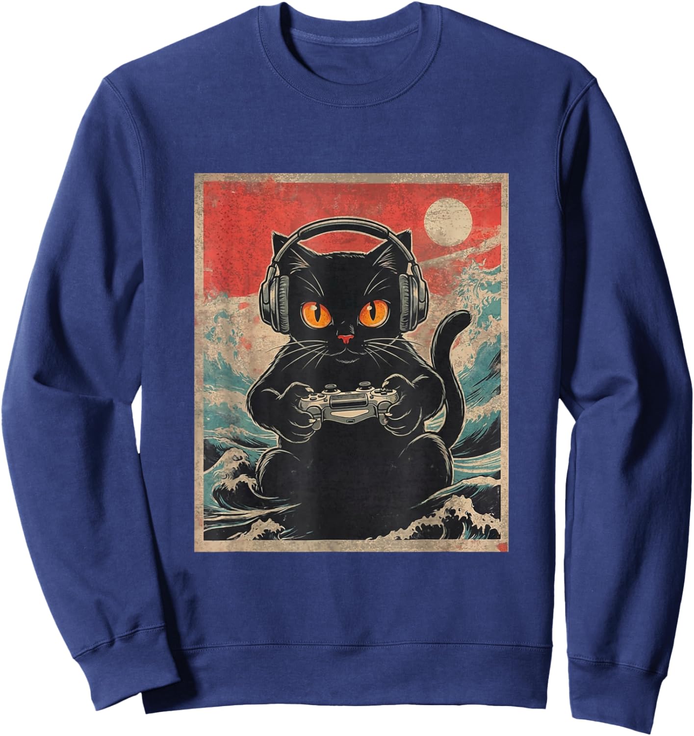 Cute Anime Gamer Kawaii Cat Japanese Gaming Gift Boys Teen Sweatshirt - Sweatshirt | Navy