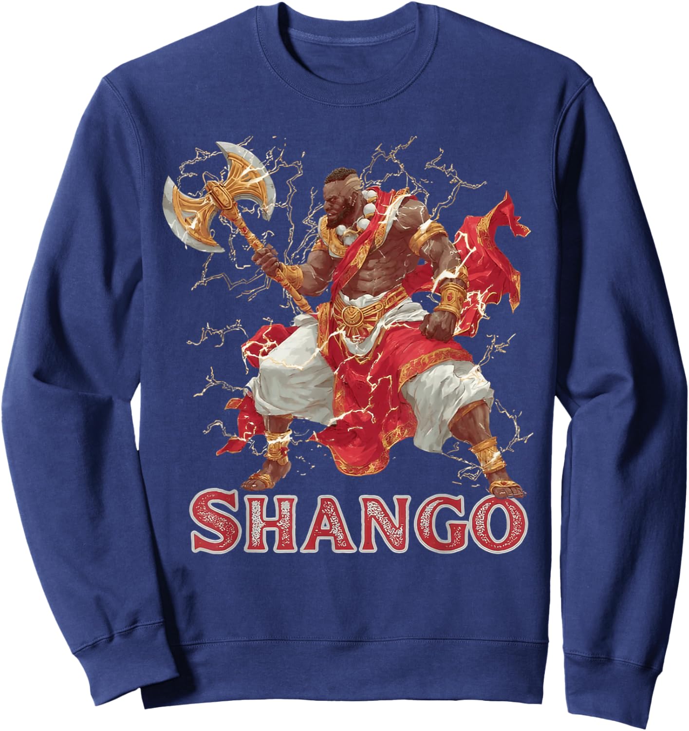 Shango African God of Yoruba Mythic Battle Art Sweatshirt - Sweatshirt | Navy