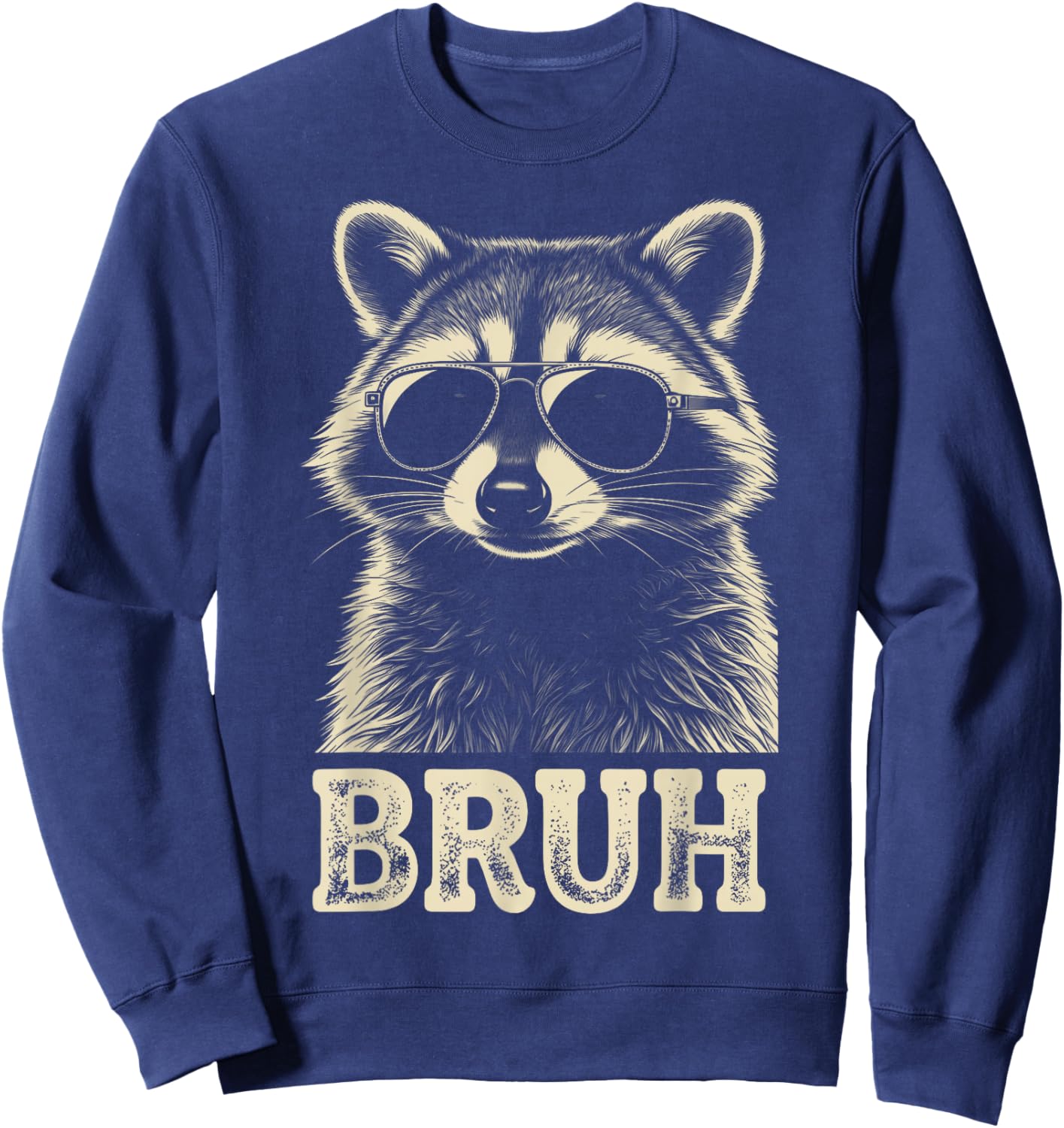 Cool Raccoon Sunglasses Bruh Funny Raccoon Lovers Kids Teens Sweatshirt - Sweatshirt | Navy