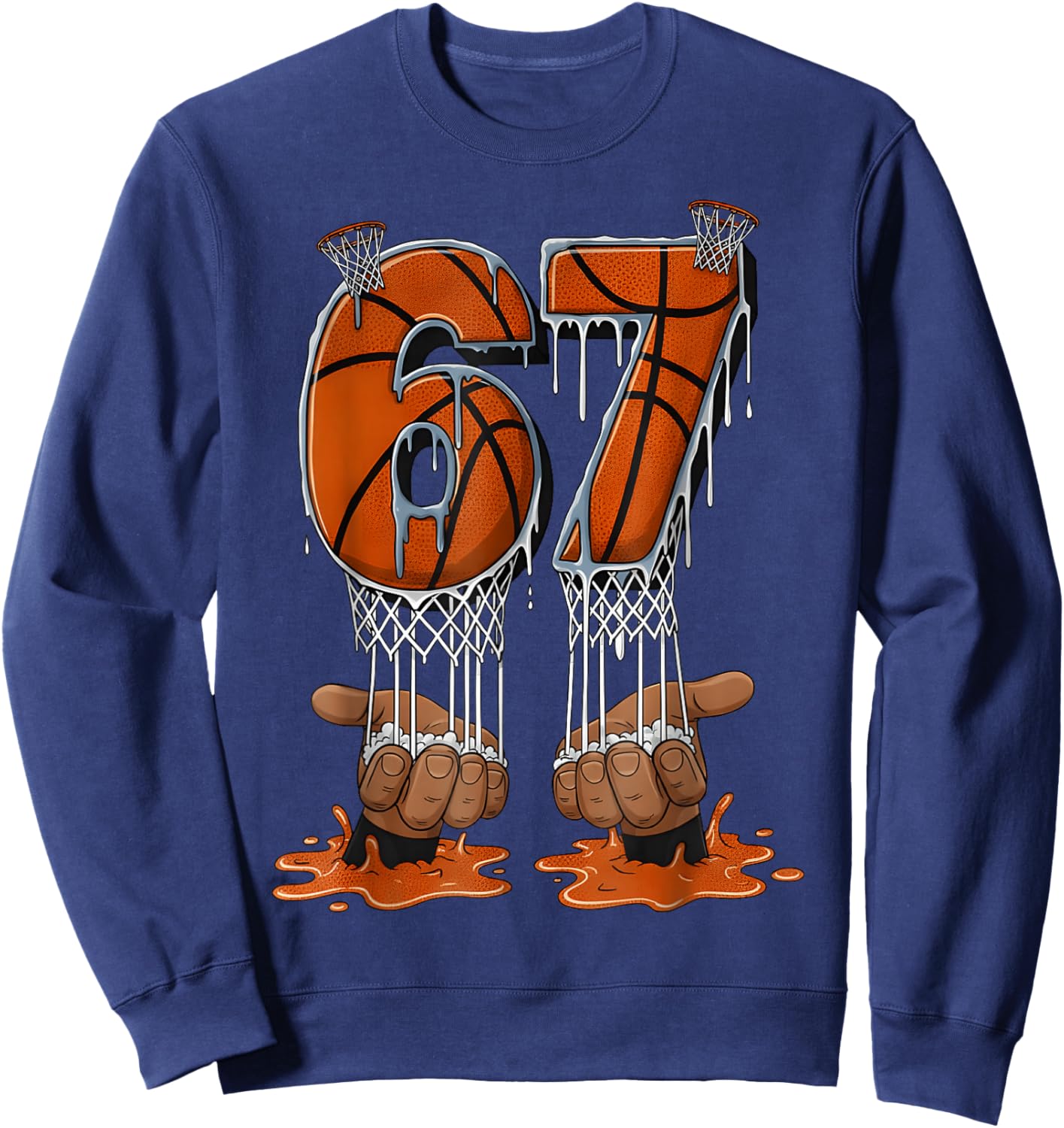 Basketball 67 Six Seven Funny Gen Alpha Meme Drip Sweatshirt - Sweatshirt | Navy