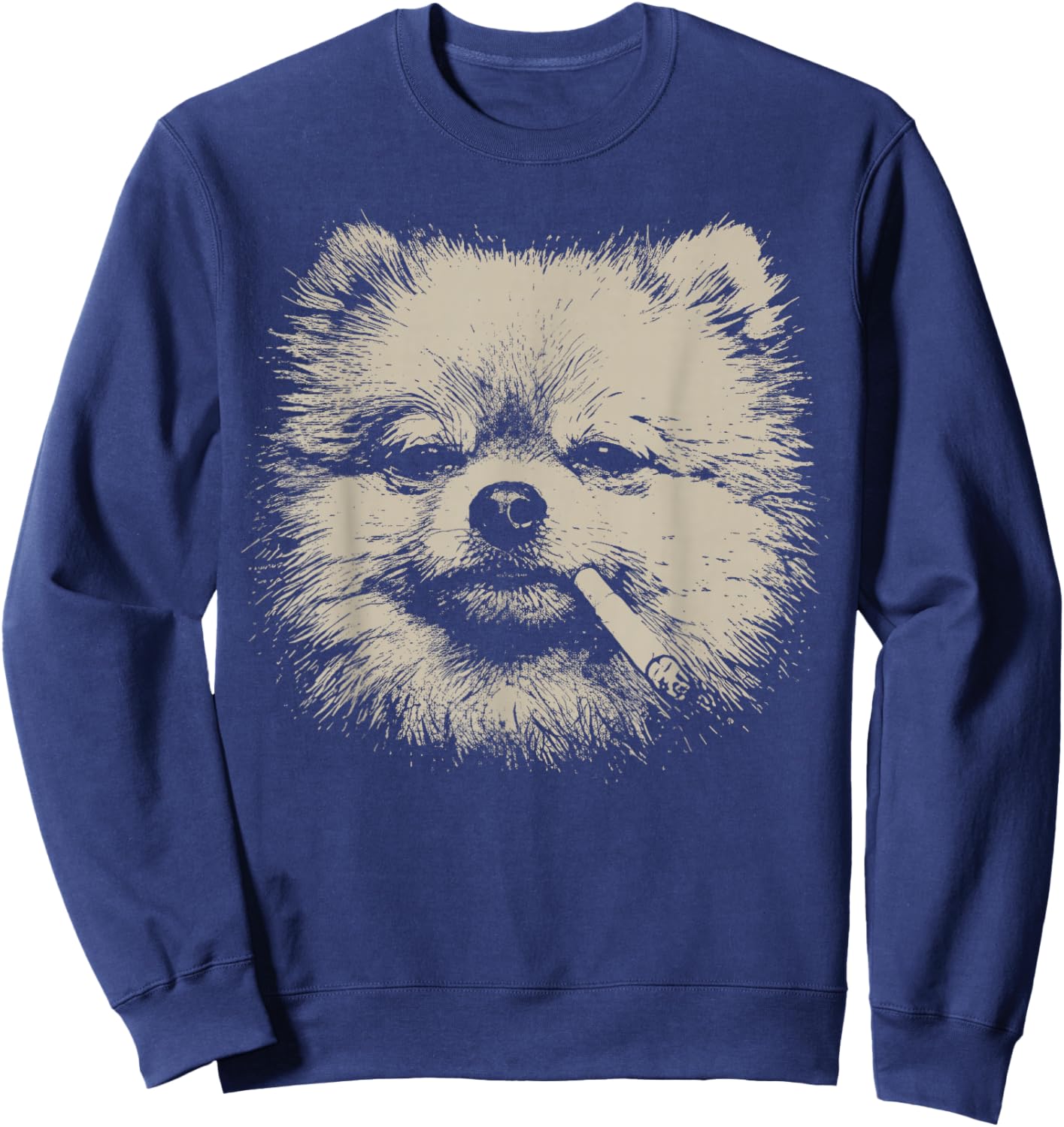 Dog Smoking Meme Funny Pomeranian Dog Meme Pet Lover Sweatshirt - Sweatshirt | Navy