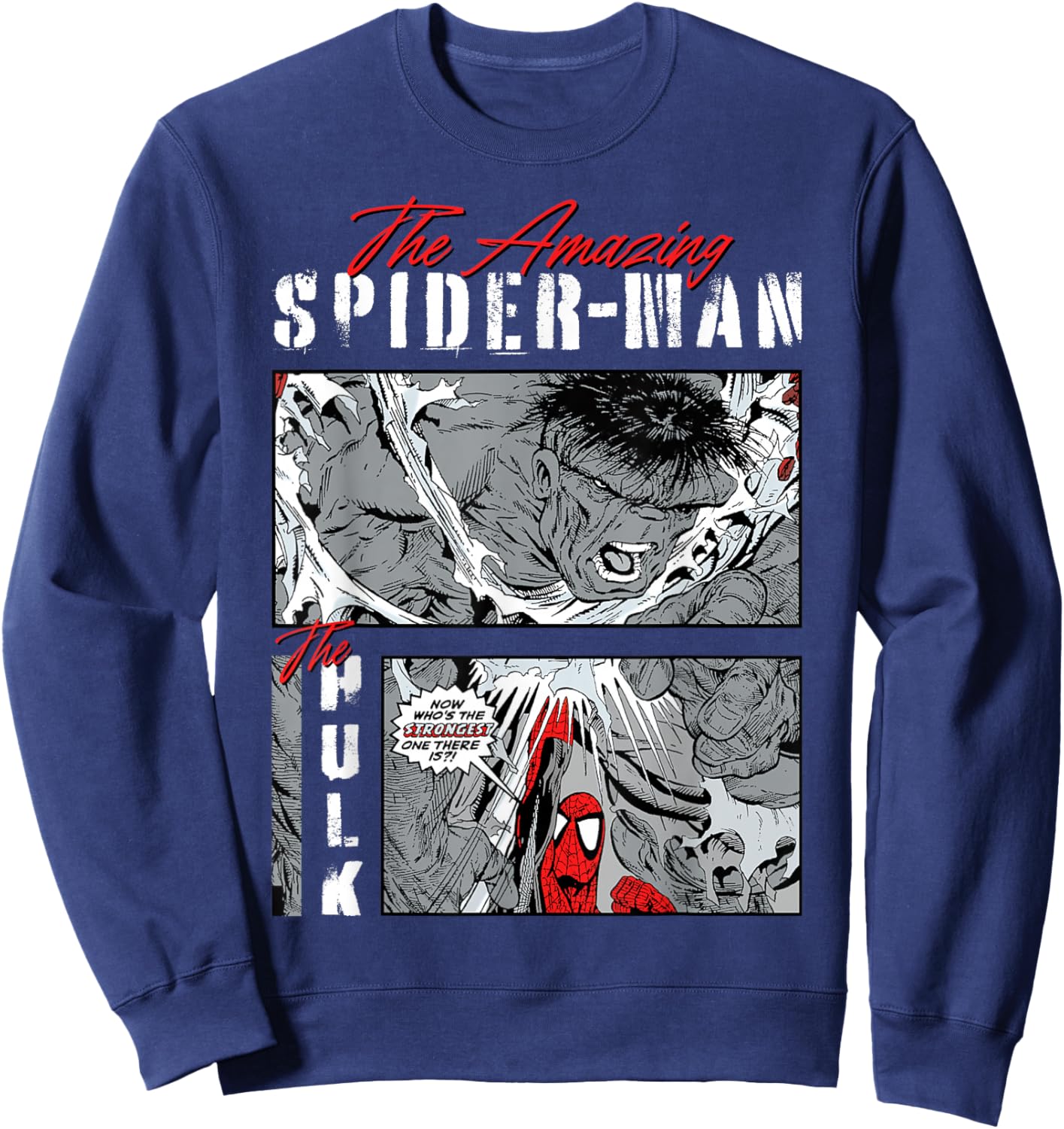 Marvel Comics Spider-Man vs Hulk Comic Panel Sweatshirt - Sweatshirt | Navy